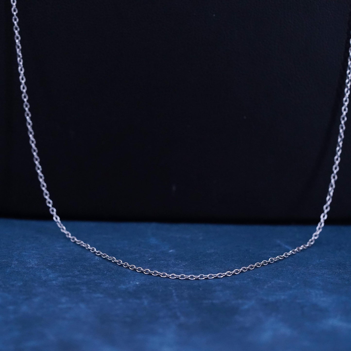 30+2”, 1mm, vintage Sterling silver necklace, solid 925 silver circle chain