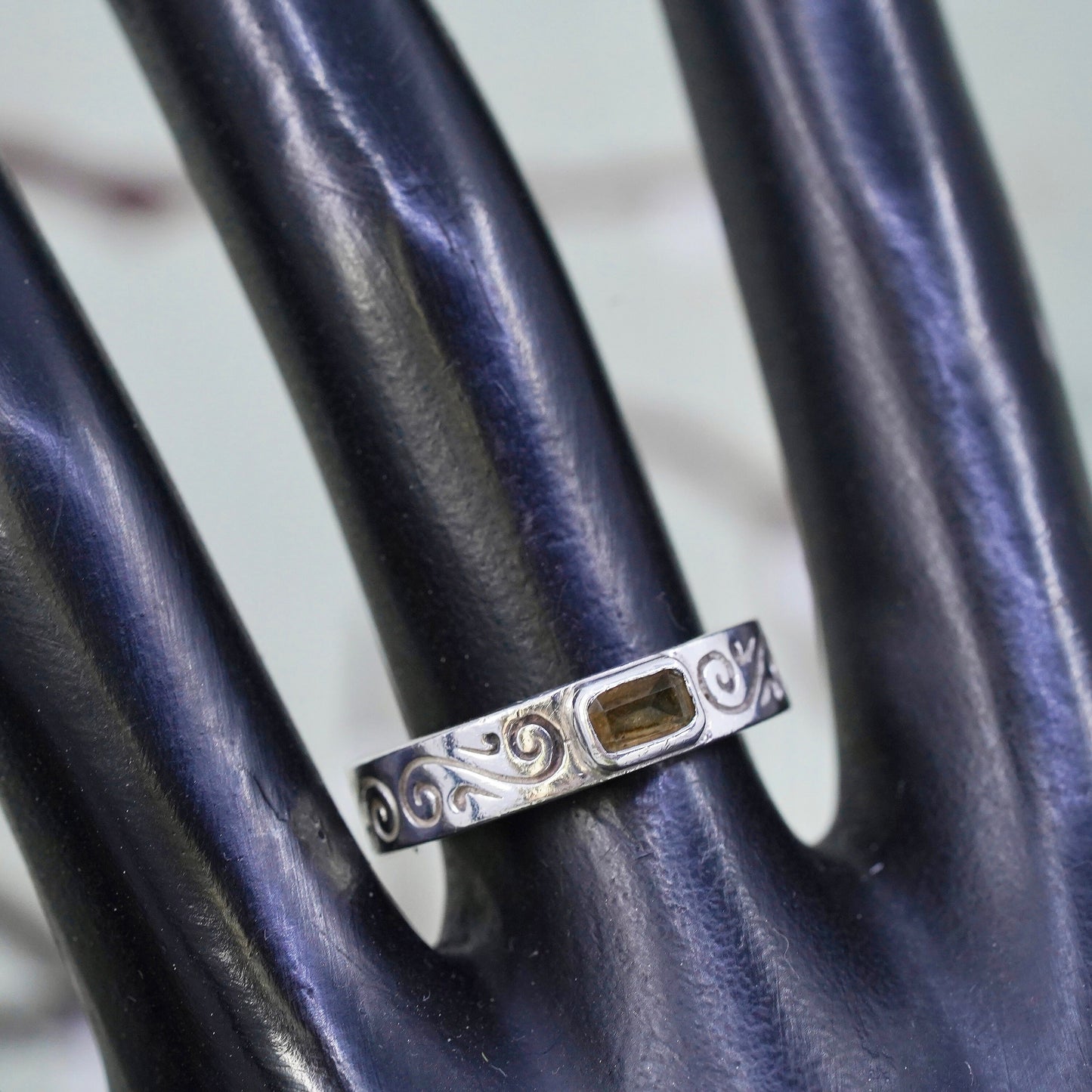 Size 7, Brighton Sayan Sterling 925 silver stackable ring with smoky quartz