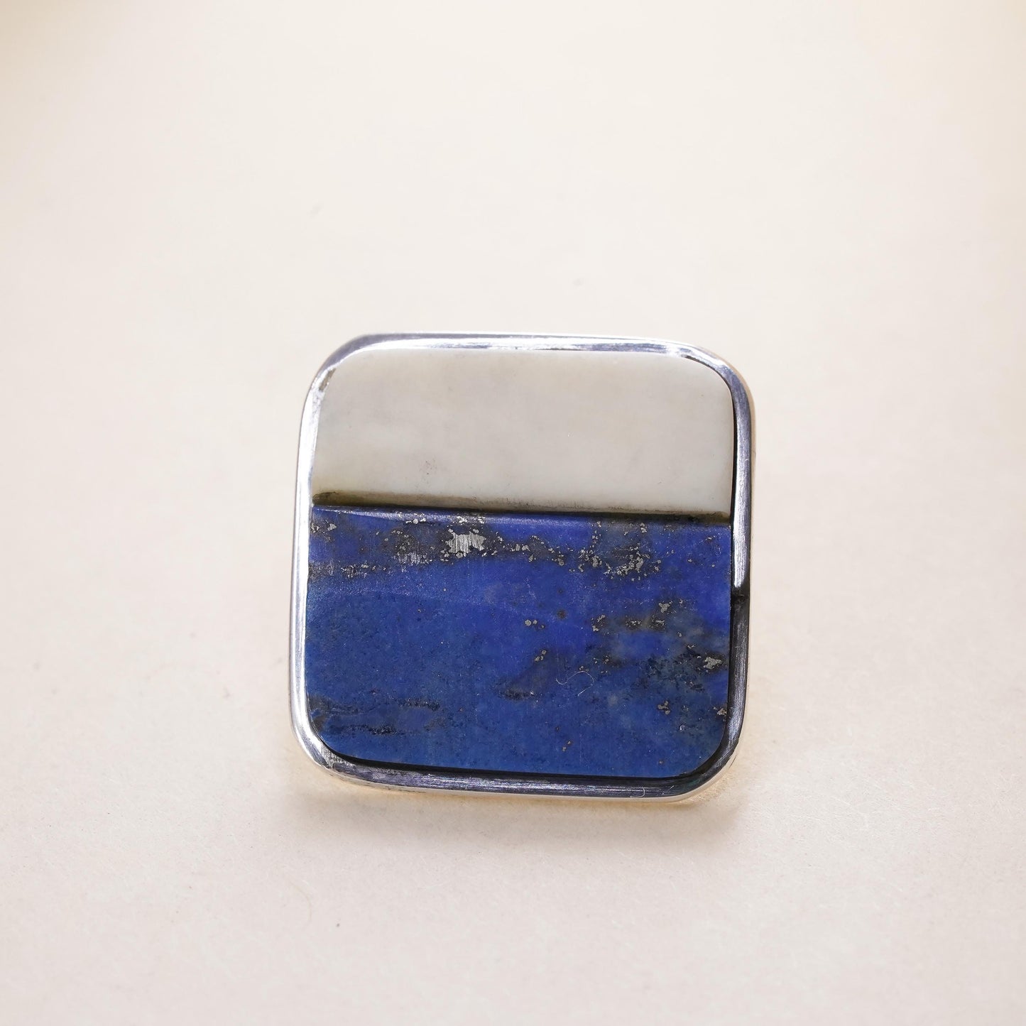southwestern single earring. Navajo Sterling 925 silver square stud lapis