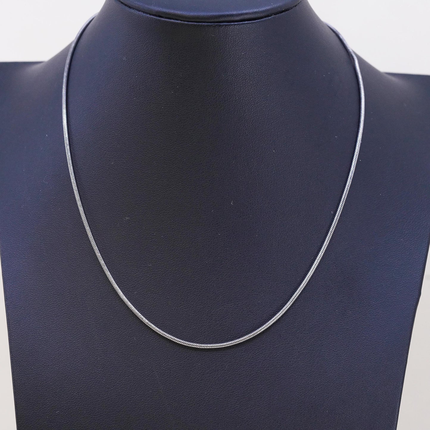 16", 1.6mm, Vintage Italian sterling silver snake chain, India 925 necklace