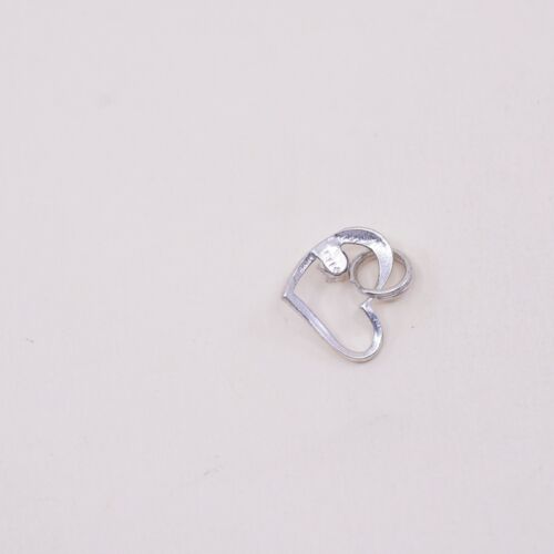 Vintage Sterling Silver Heart Pendant W/ Cz Dangle, Solid 925 Silver Charm