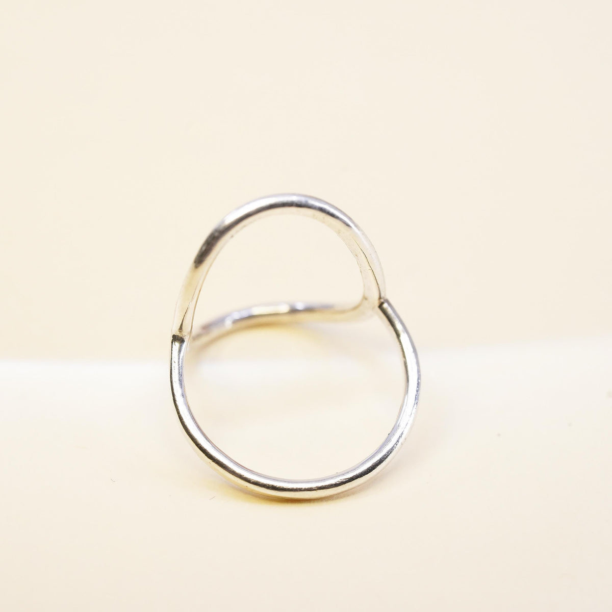 size 8, vintage Sterling silver handmade ring, 925 hammered textured oval band