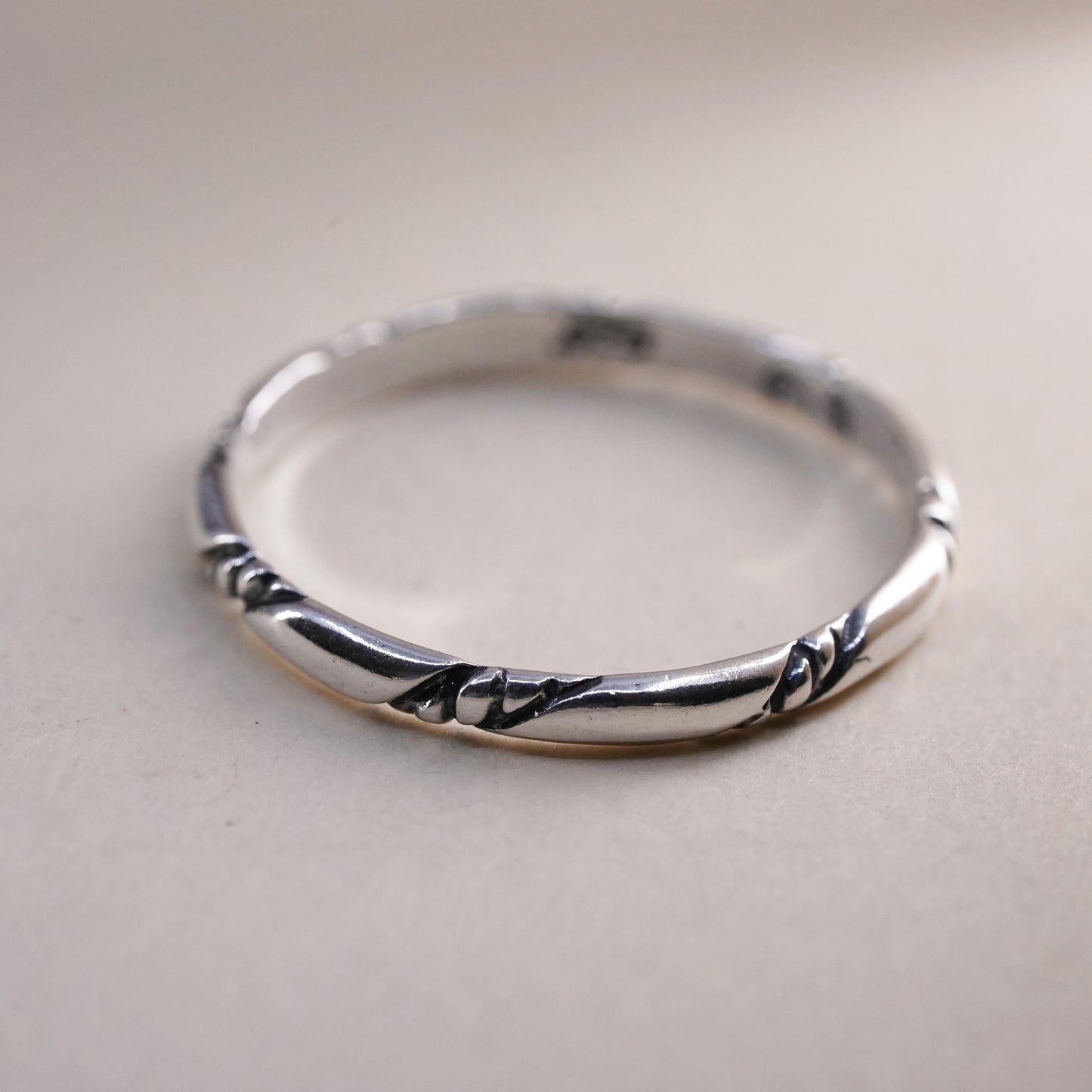 Size 10, vintage Shube Sterling silver handmade ring, stackable 925 cable band