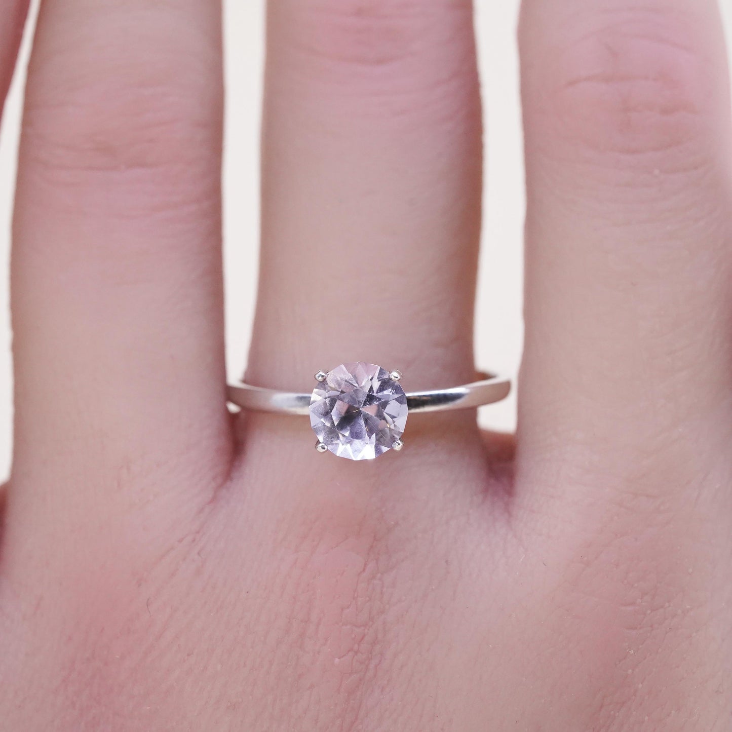 Size 9.5, vintage Sterling 925 silver engagement ring with round cut cz