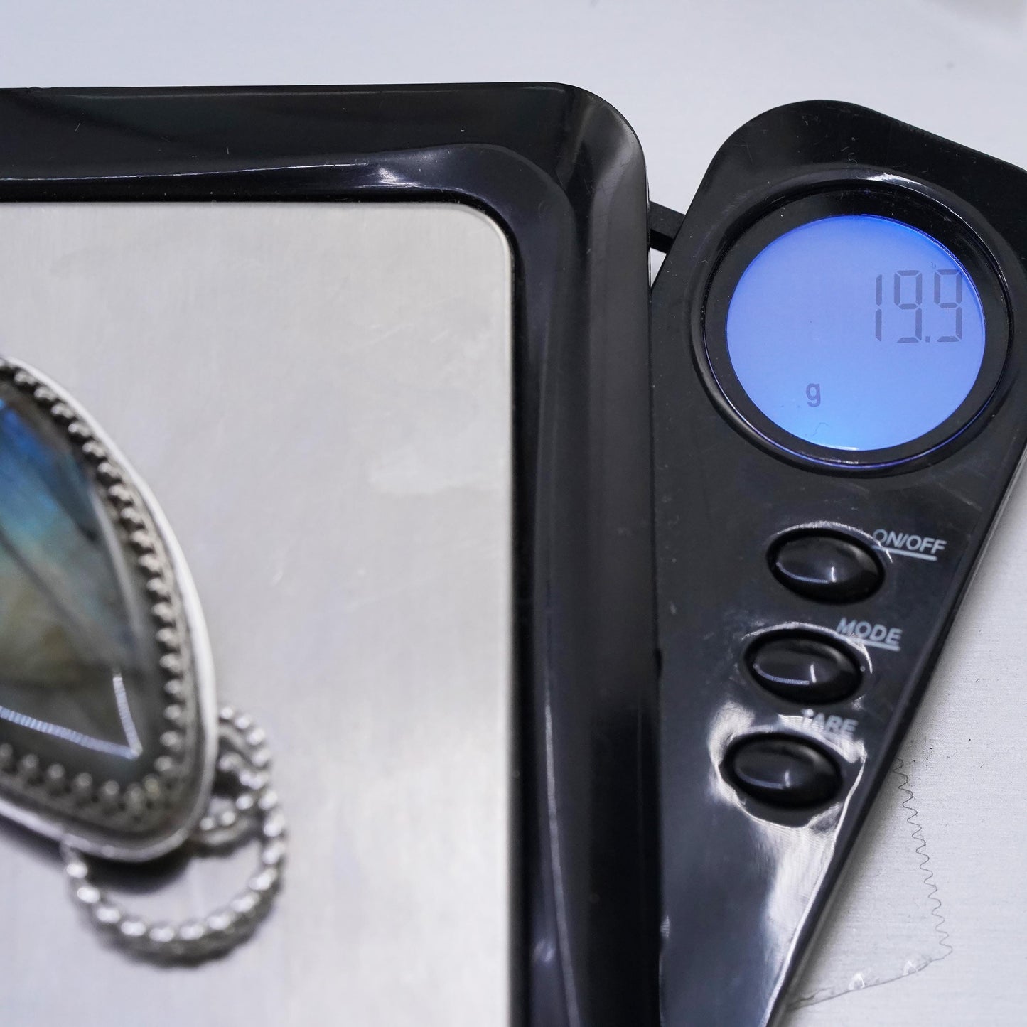 Vintage Sterling silver handmade pendant, 925 teardrop with labradorite