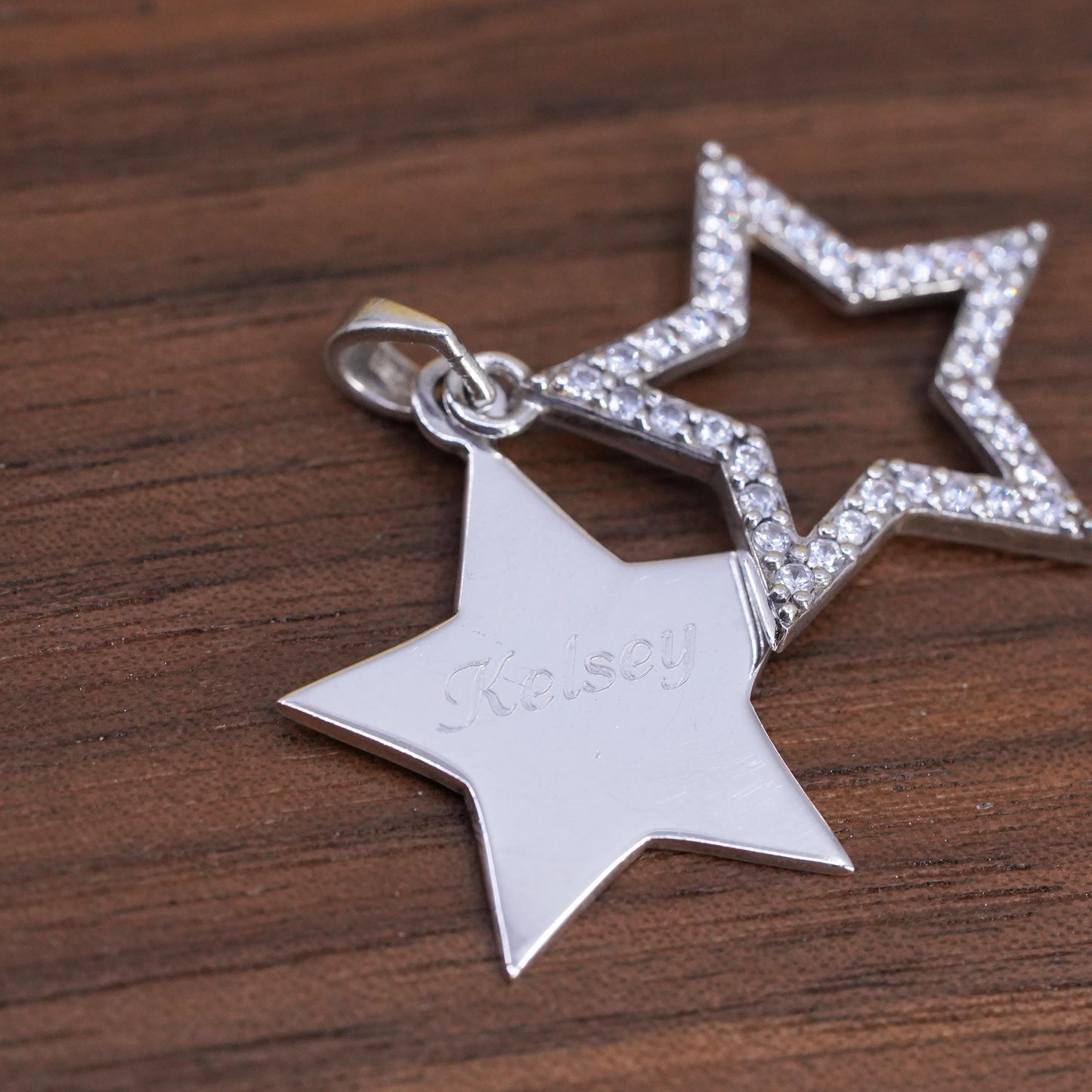 Vintage Judith Jack Sterling silver pendant, 925 double star cluster cz Kelsey