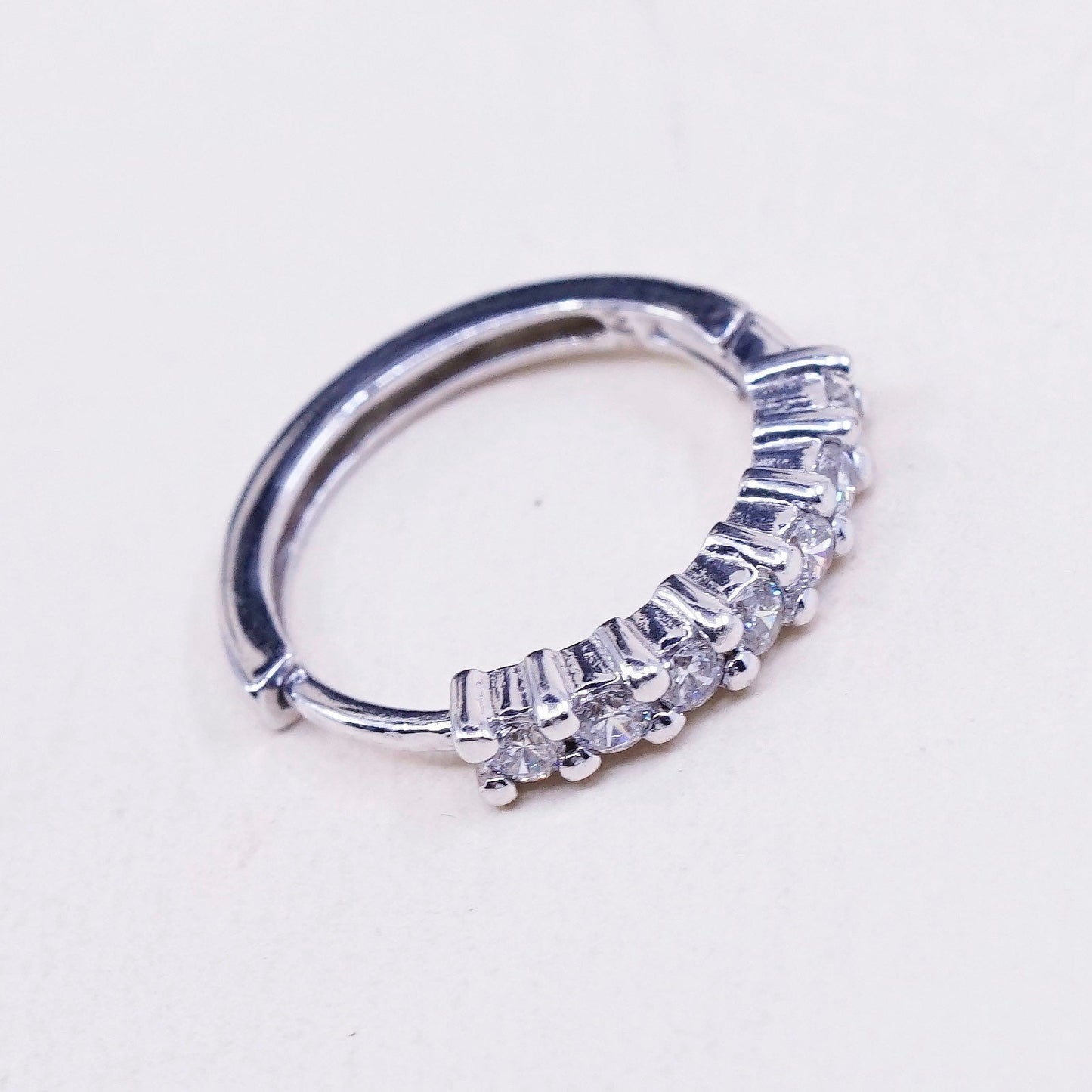 0.5”, fashion sterling silver earrings, 925 silver hoops, Huggie with clear Cz