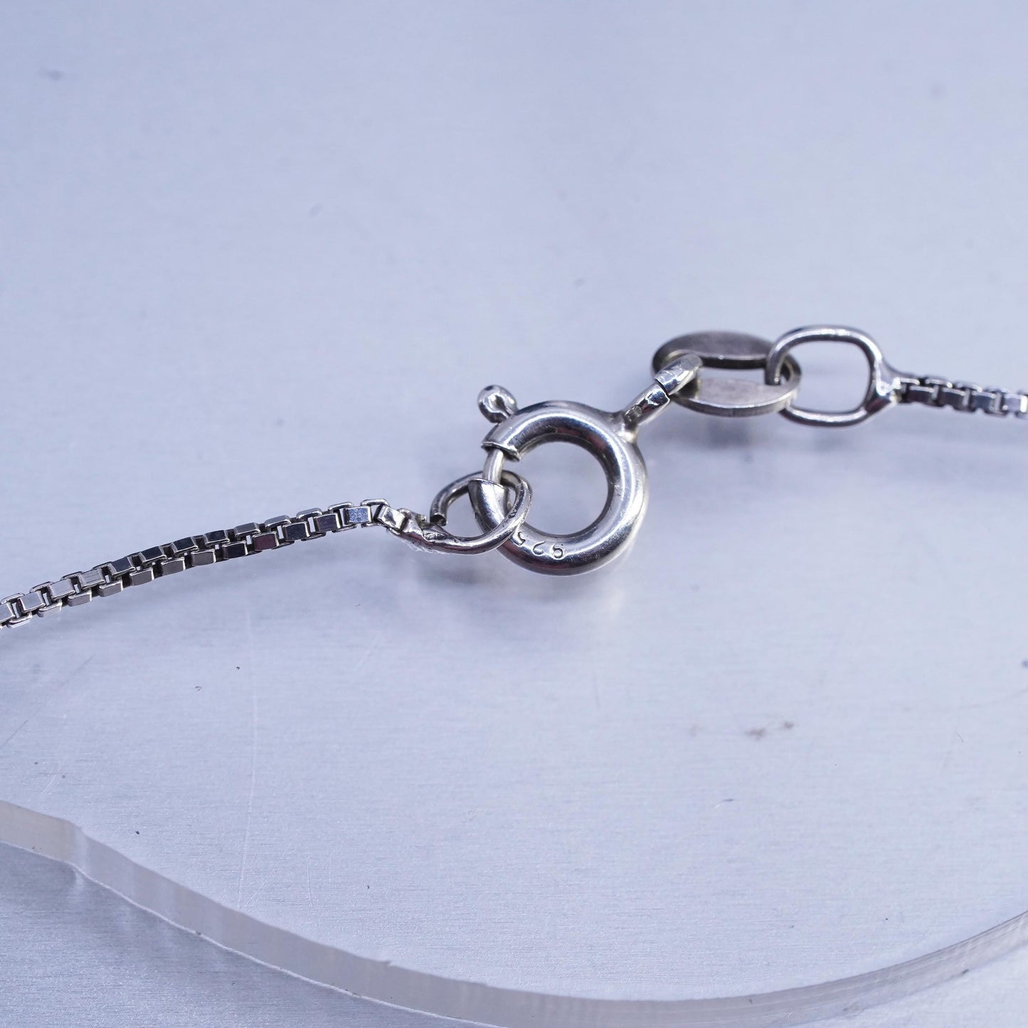 24", Vintage Italian sterling silver box chain, made in Italy silver necklace