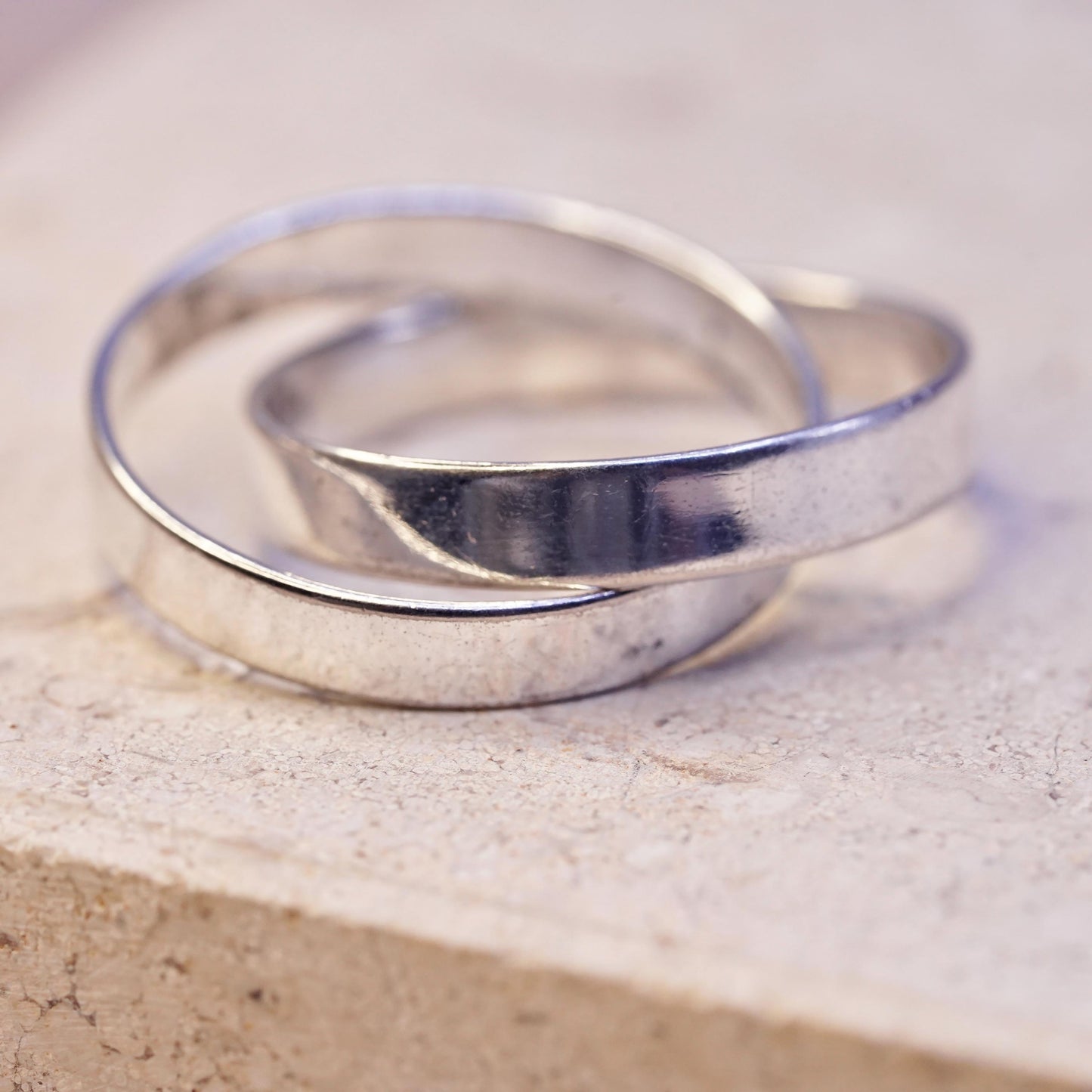 Size 10, vintage Sterling silver handmade ring, 925 entwined band