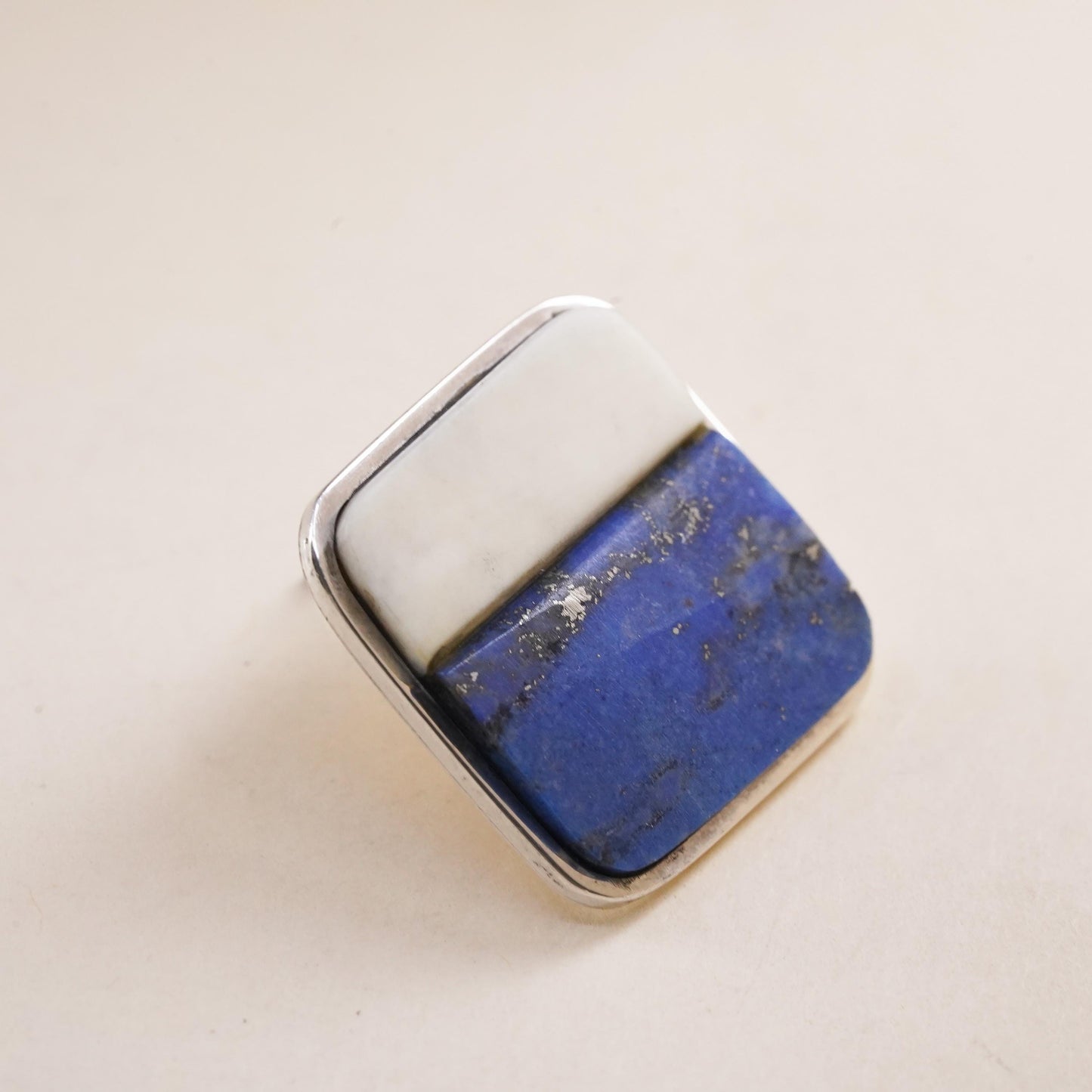 southwestern single earring. Navajo Sterling 925 silver square stud lapis