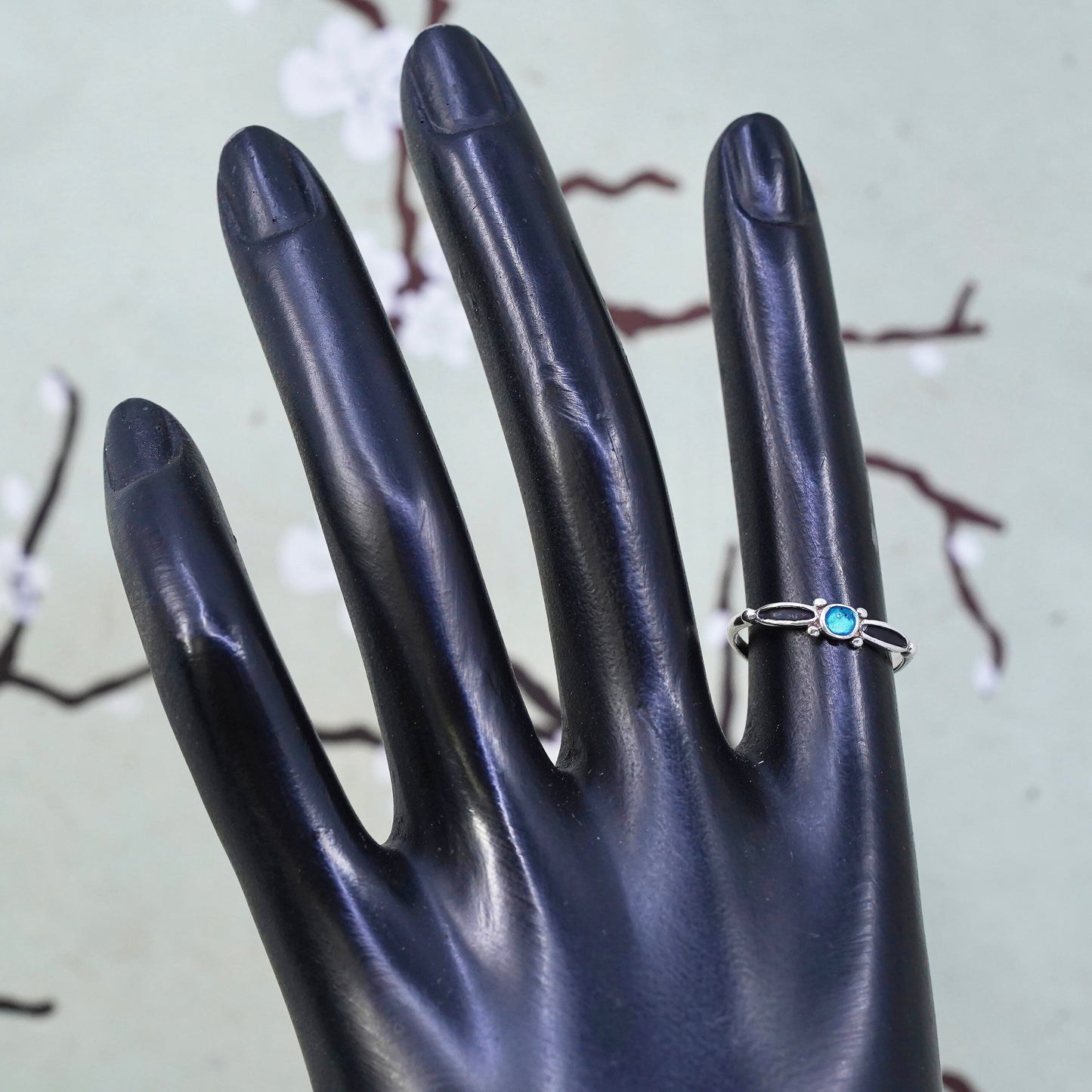 Size 5.5, vintage sterling silver handmade ring, 925 thin stackable band