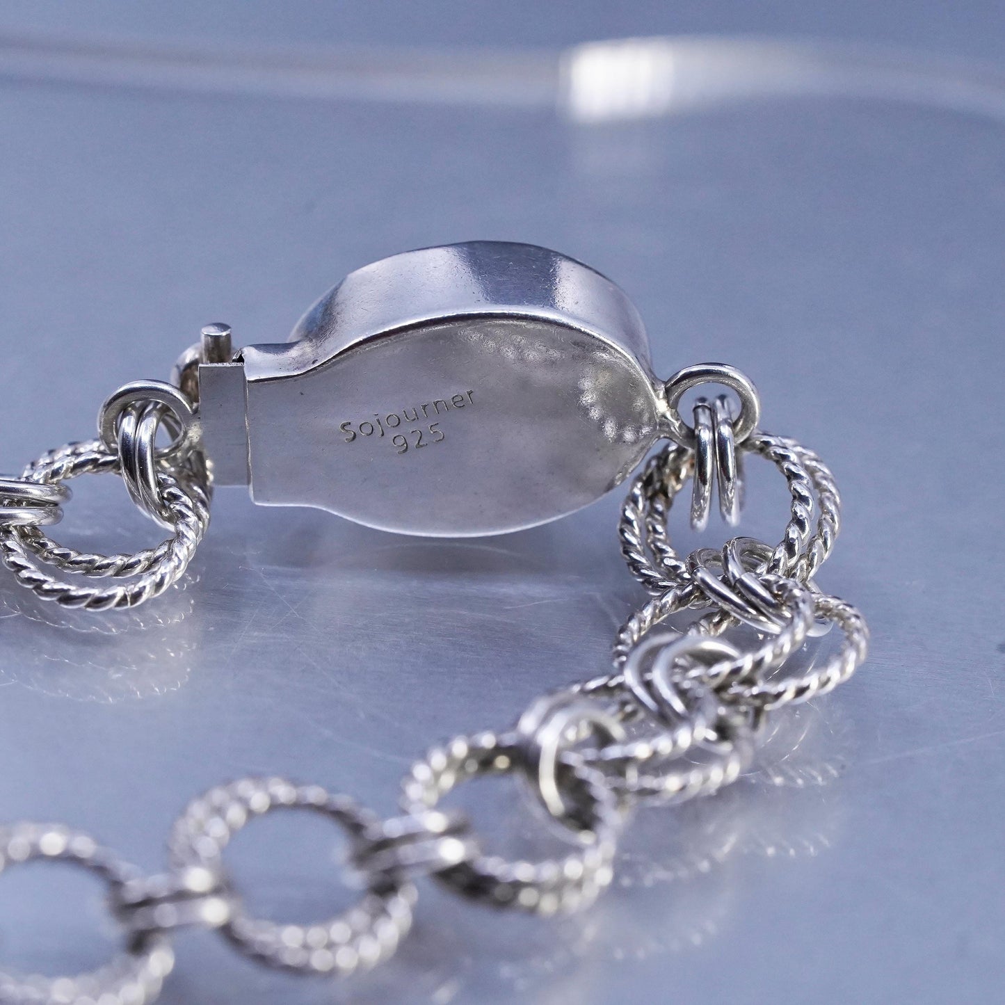 18" Sojourner Jewelry, Sterling 925 silver bold textured choker collar necklace
