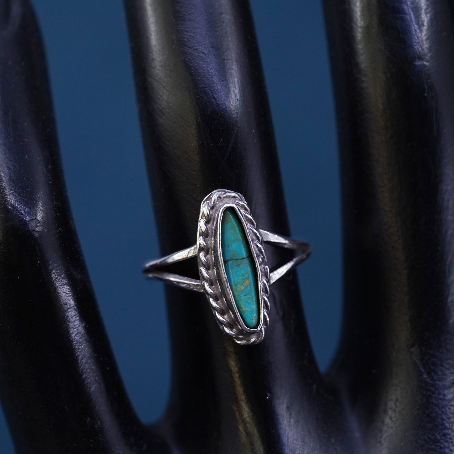 Size 5.5, Sterling silver ring with turquoise, Native American, southwestern