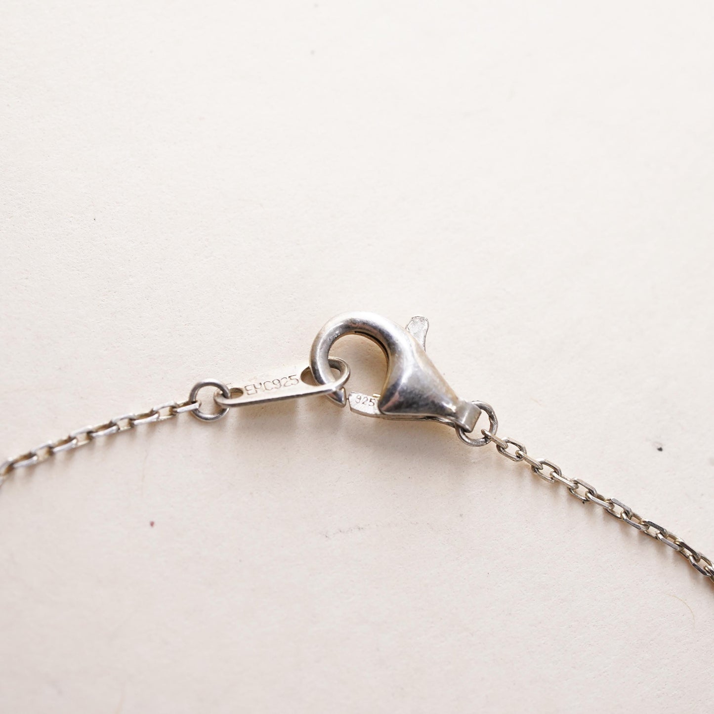 7.5”, sterling 925 silver tennis bracelet, mother of pearl lucky clover flower