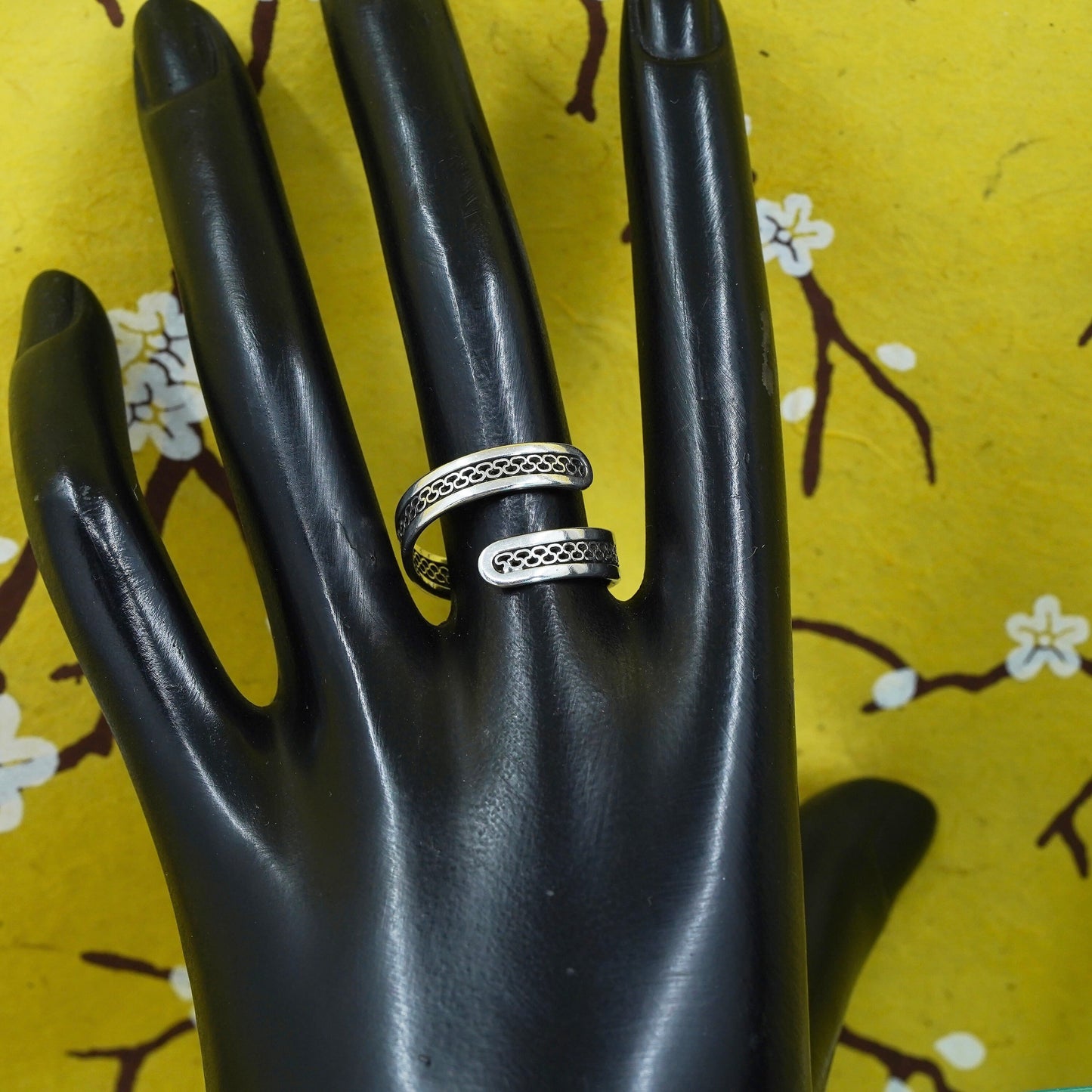 Size adjustable, vintage Sterling silver handmade wrap band, 925 spoon ring