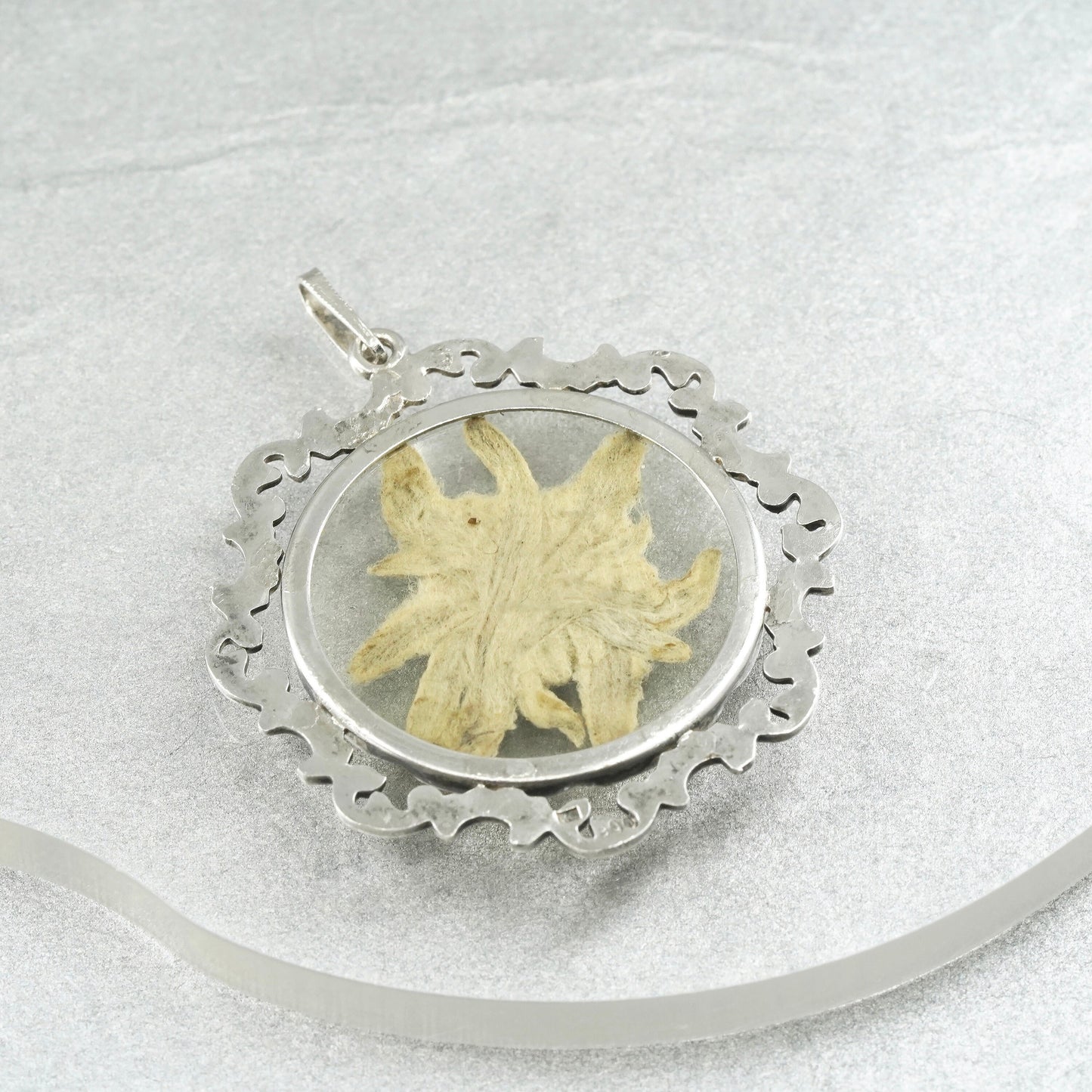 Vintage sterling silver handmade 925 flower pendant