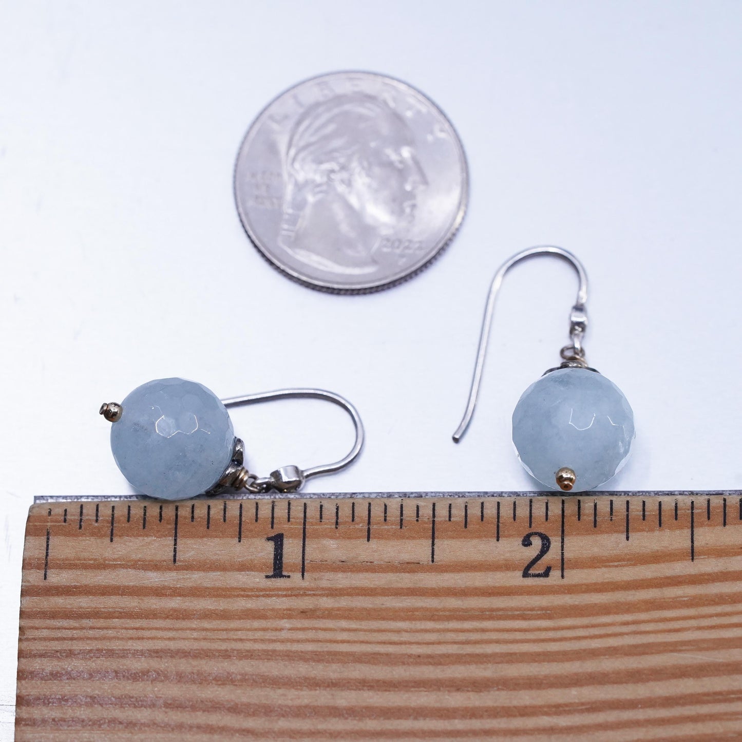 Vintage Sterling 925 silver handmade earrings with chalcedony beads