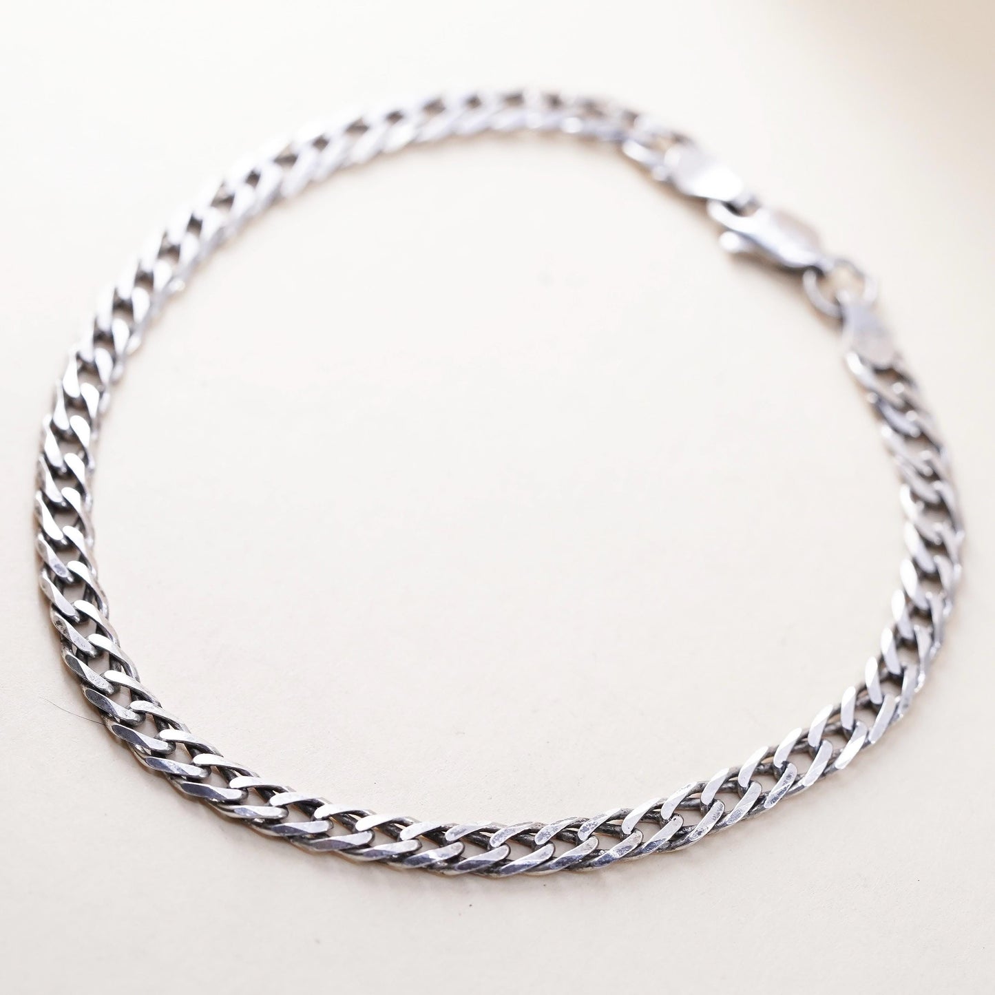 7.75”, 5mm, Vintage sterling 925 silver handmade curb bracelet