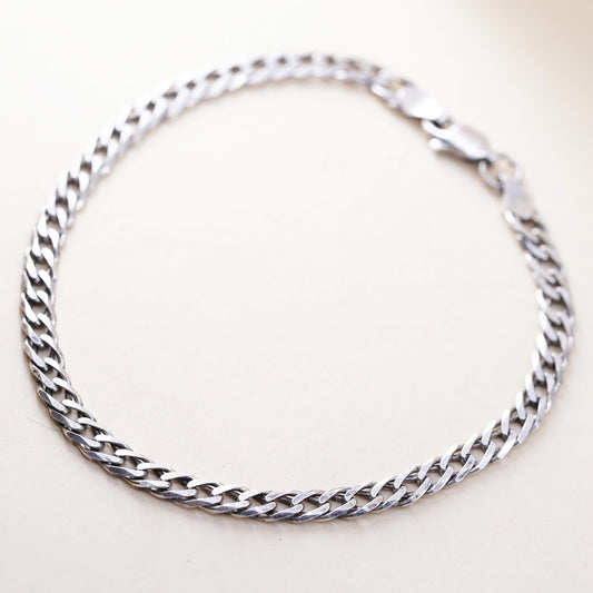 7.75”, 5mm, Vintage sterling 925 silver handmade curb bracelet