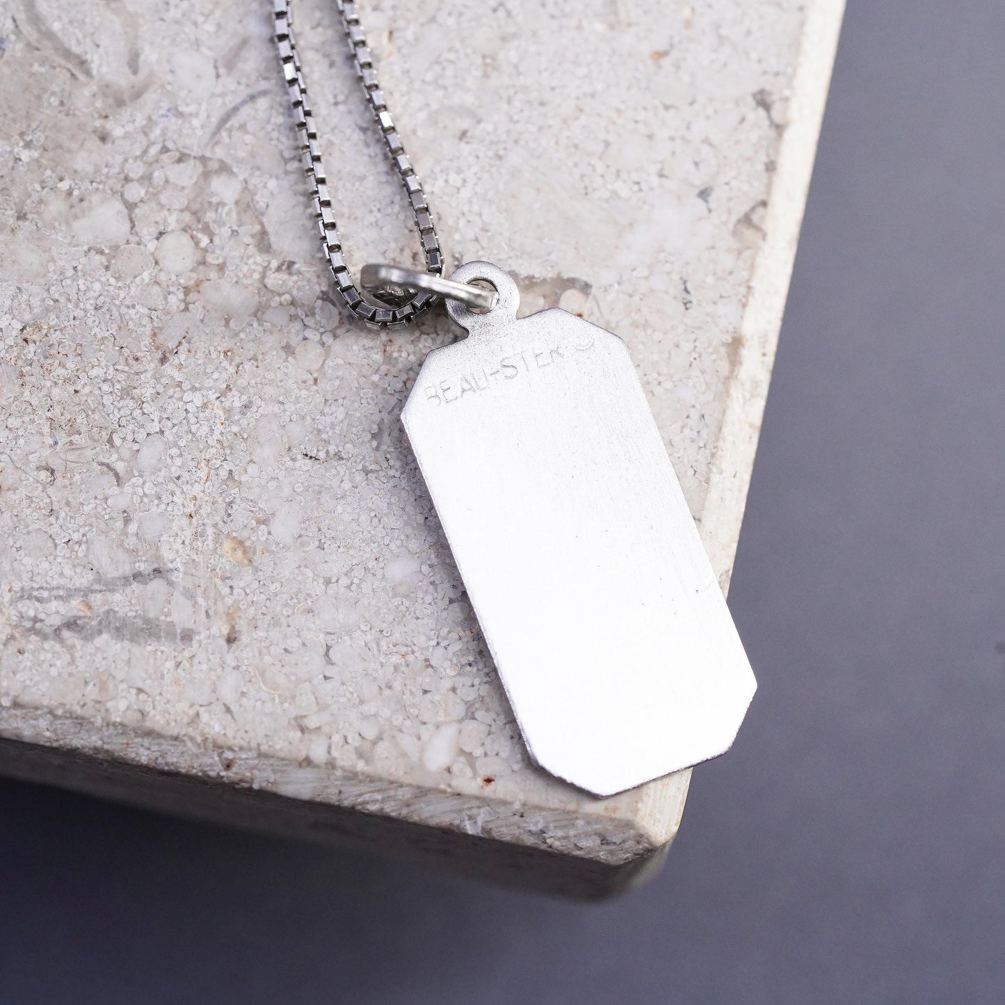 16", vintage Sterling silver necklace, 925 box chain with tag special pendant