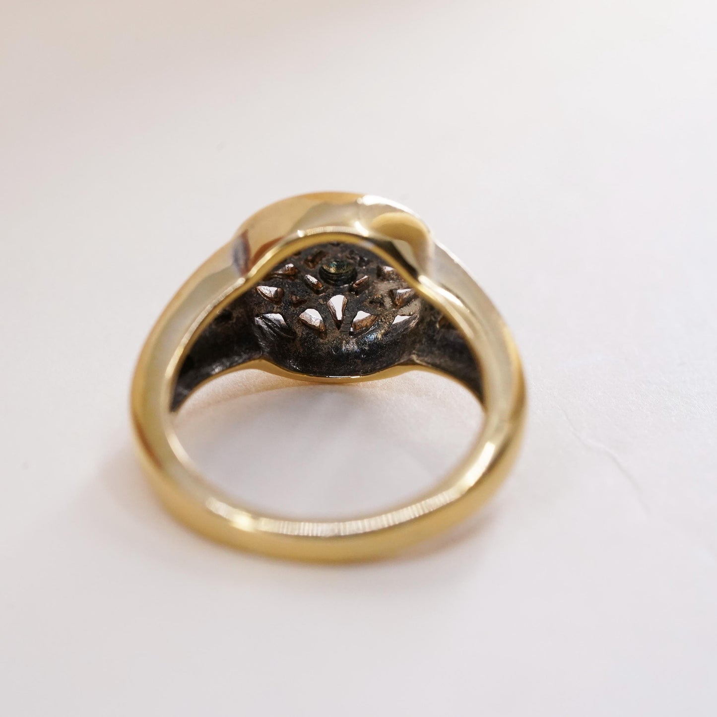 Size 6.5, vermeil gold BGE Sterling 925 silver ring peridot may the road rise