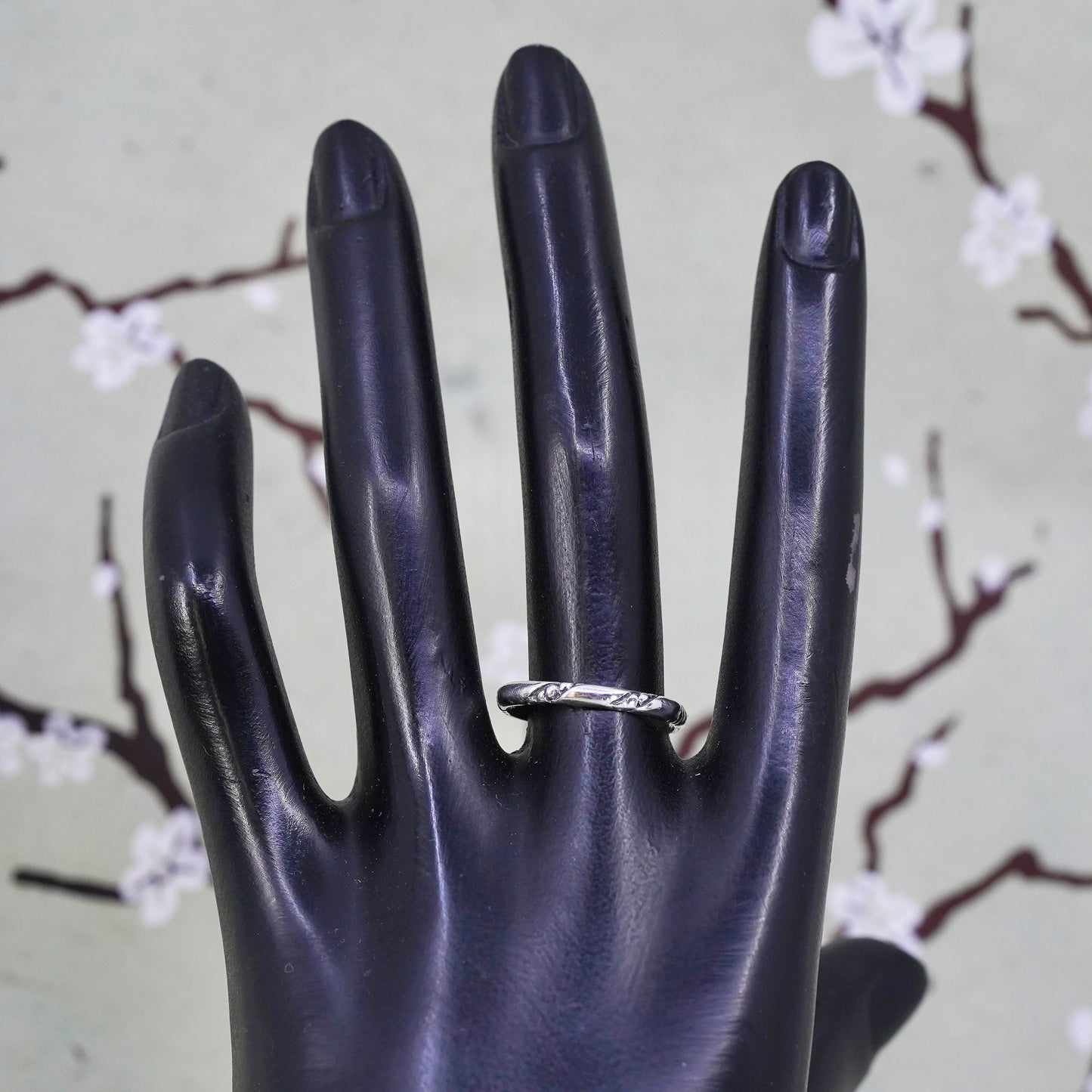 Size 12.25, vintage sterling silver handmade ring, 925 thin stackable band