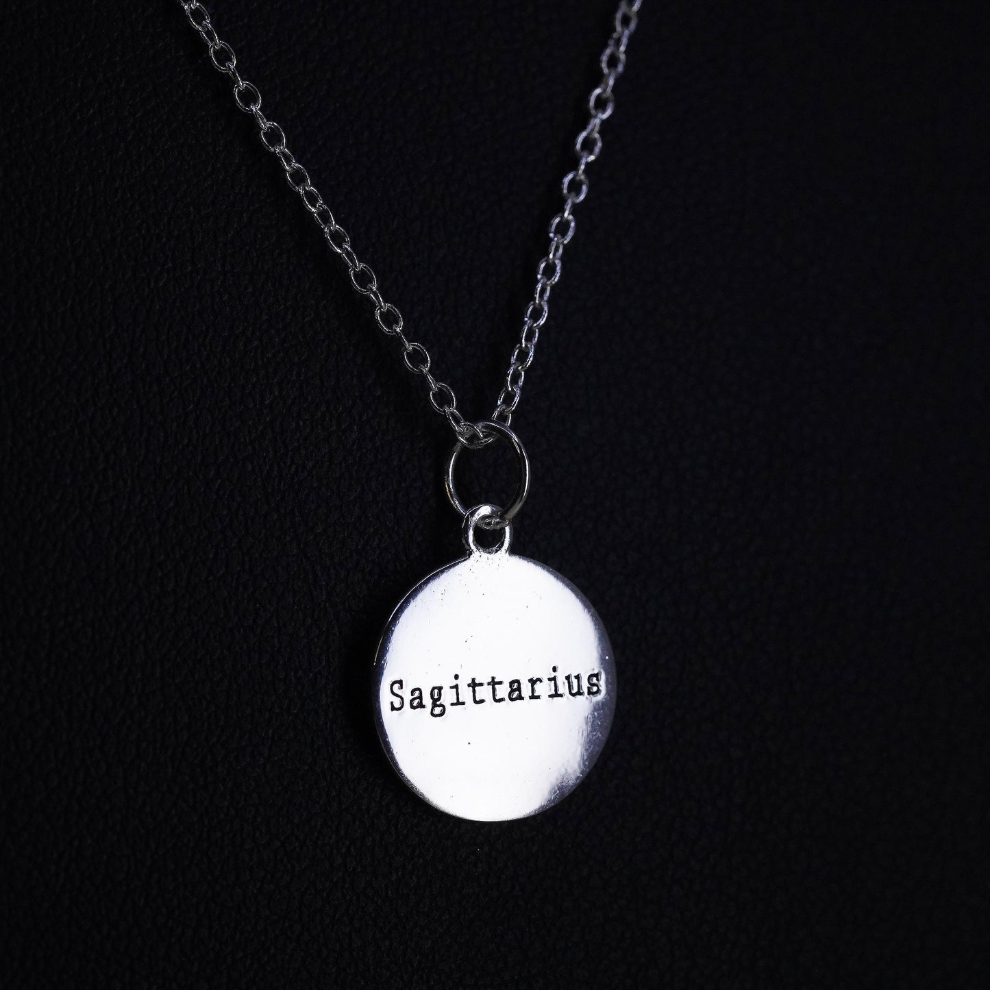 16+2", sterling silver necklace, 925 circle with Astrology pendant Sagittarius