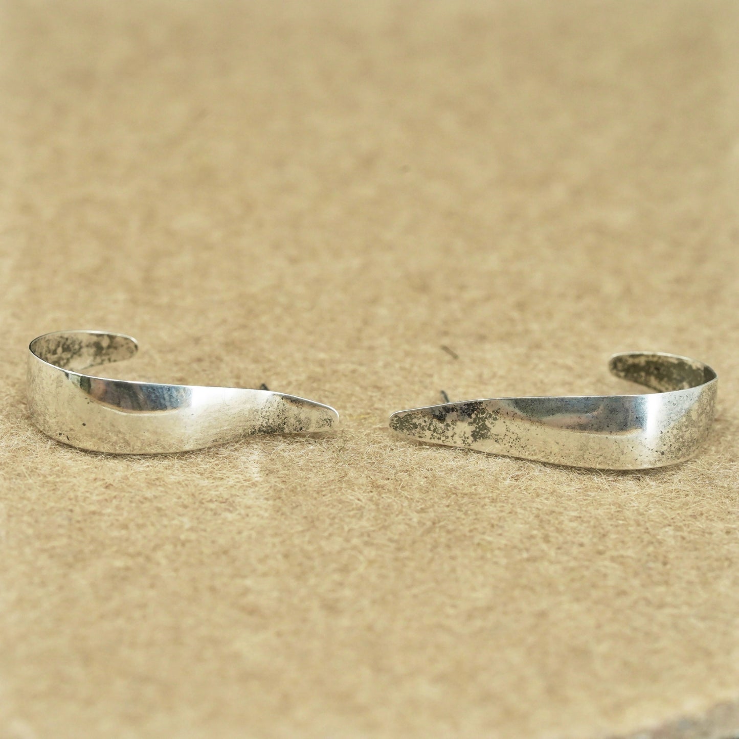 1”, vintage Sterling silver handmade earrings, 925 simple Huggie studs