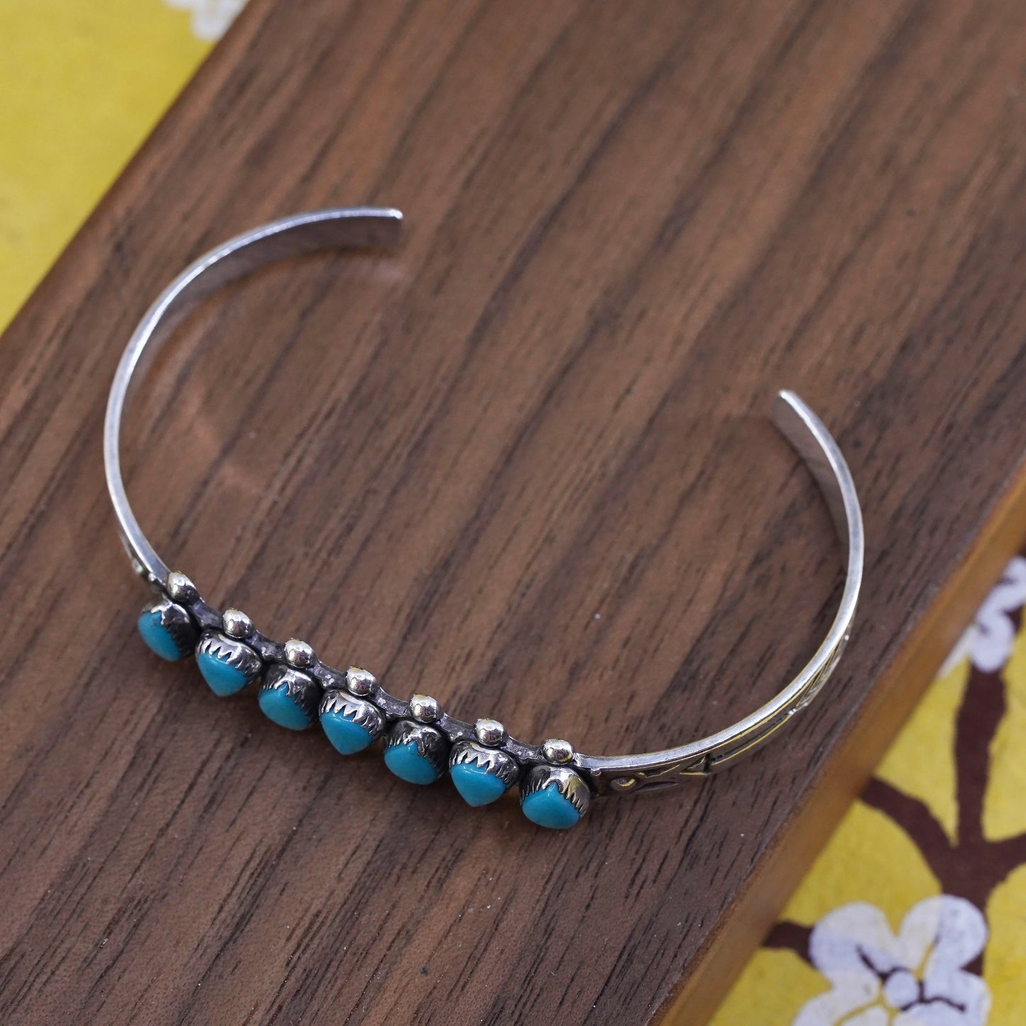 5.25”, VTG Navajo Pacific Jewelry Sterling silver bracelet, 925 cuff turquoise
