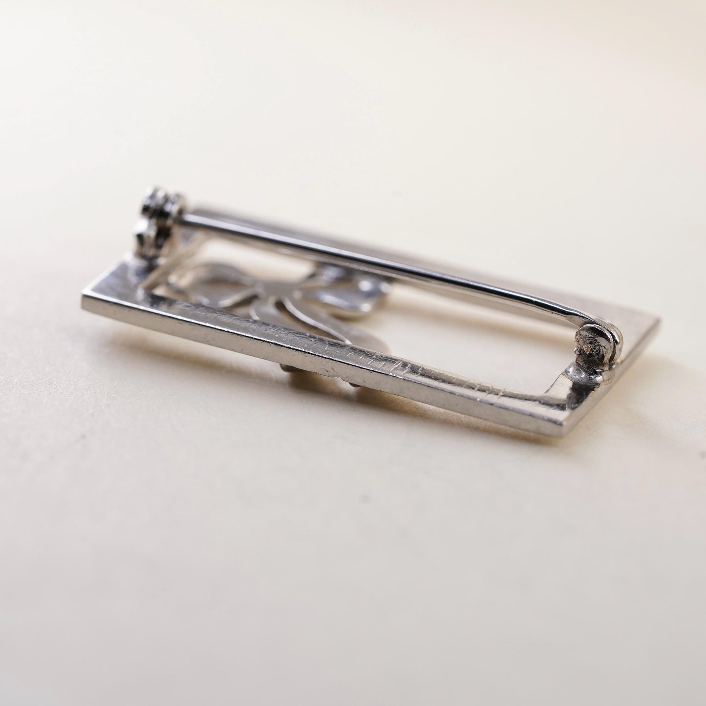 Vintage Sterling silver handmade brooch, 925 ribbon bow tie pin