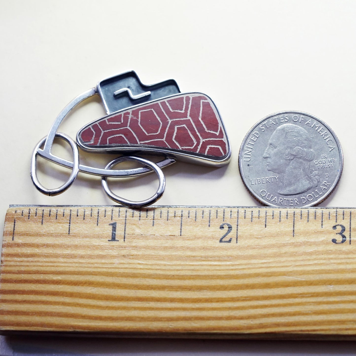 LAPIDARIO BARRERA 950 Sterling Silver Pottery Shard Abstract Pendant