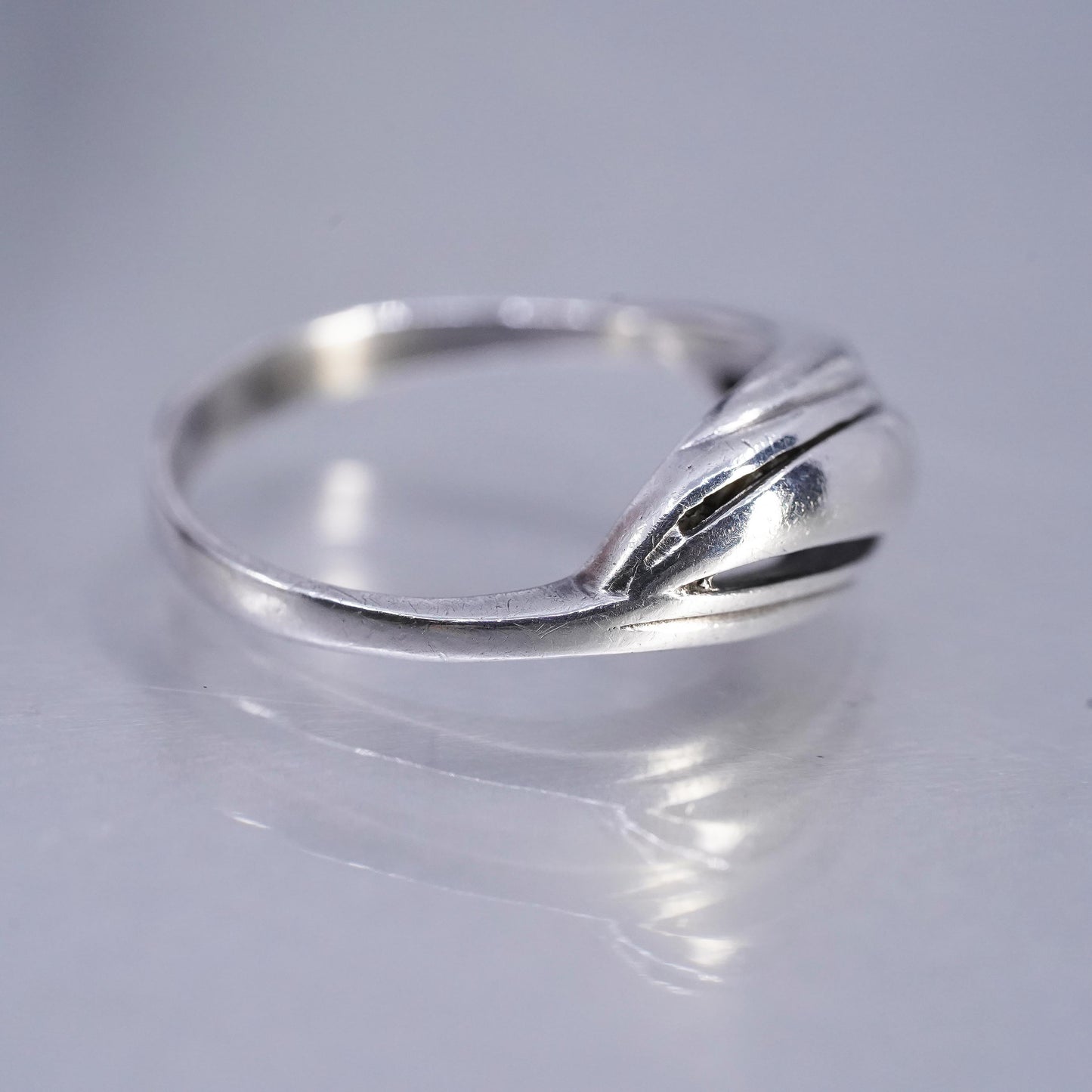 size 6.5, Vintage Sterling Silver Handmade Ring, 925 wave Band