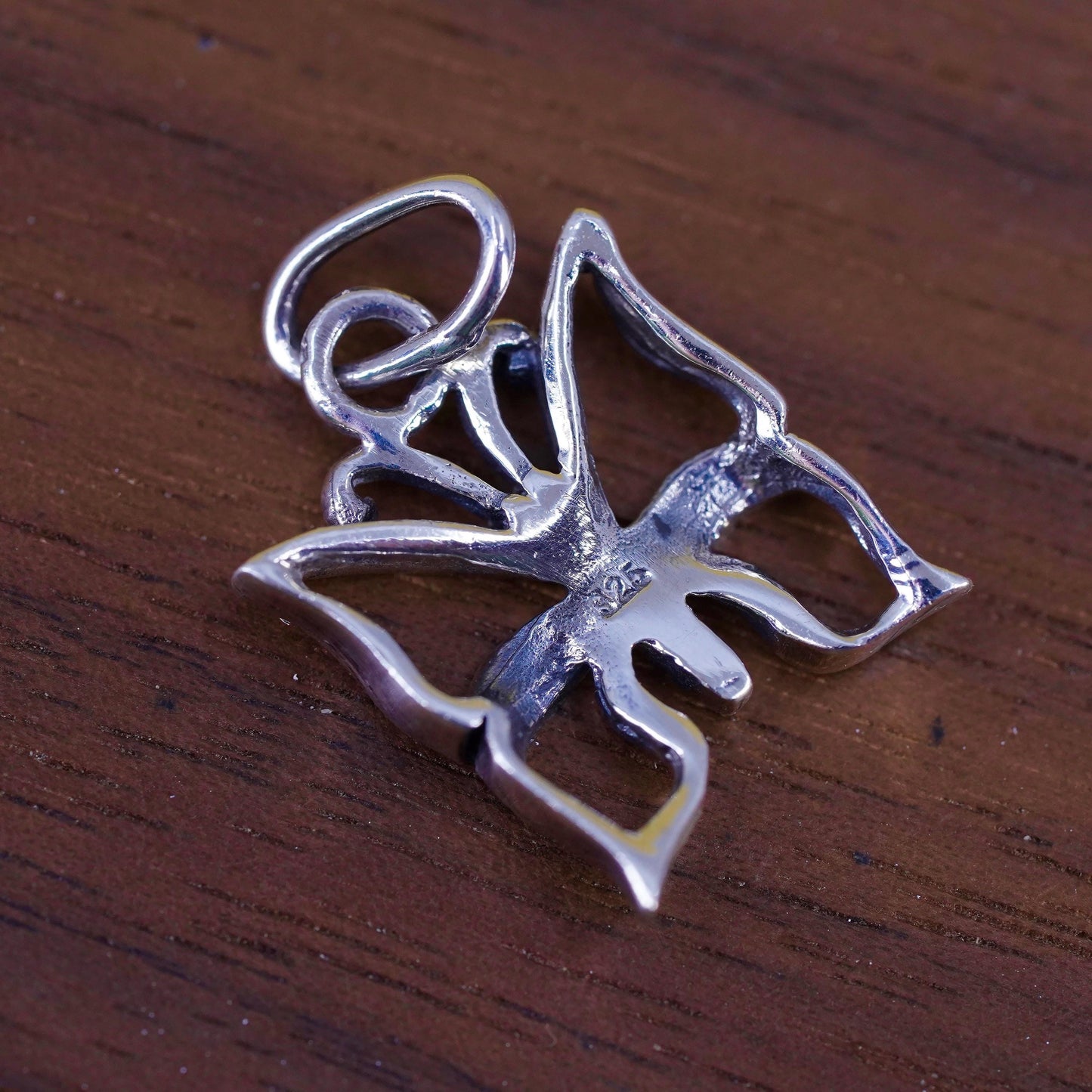 Vintage Sterling silver handmade pendant, 925 cute butterfly charm
