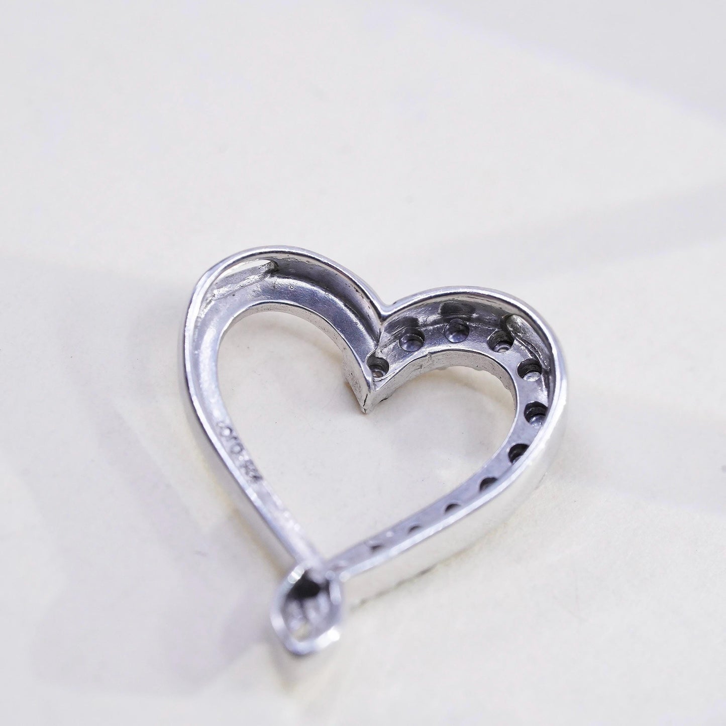 Vinatge DJC Sterling silver Pendant, 925 silver heart Pendant with real diamond