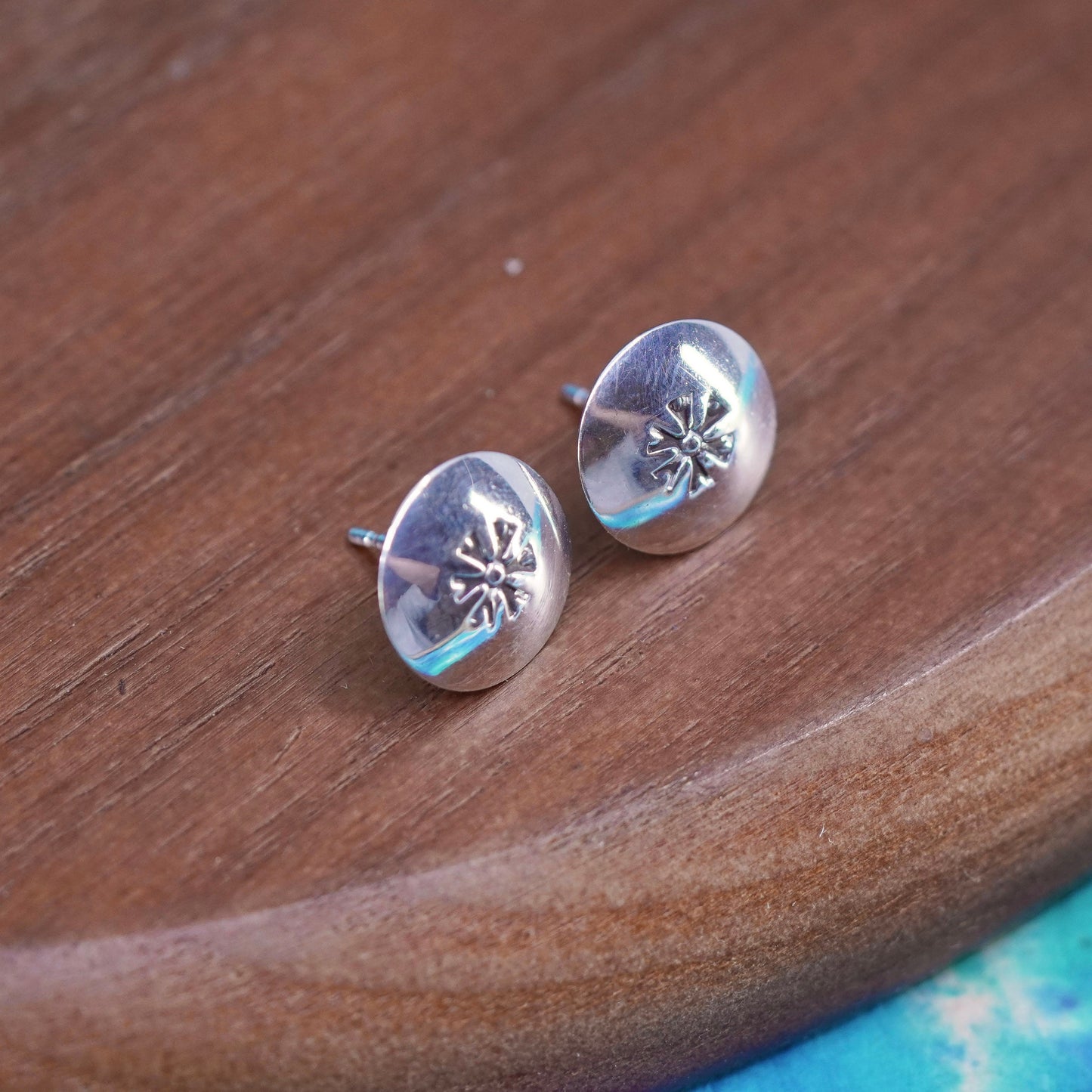 Vintage southwestern Sterling silver handmade earrings, 925 textured studs