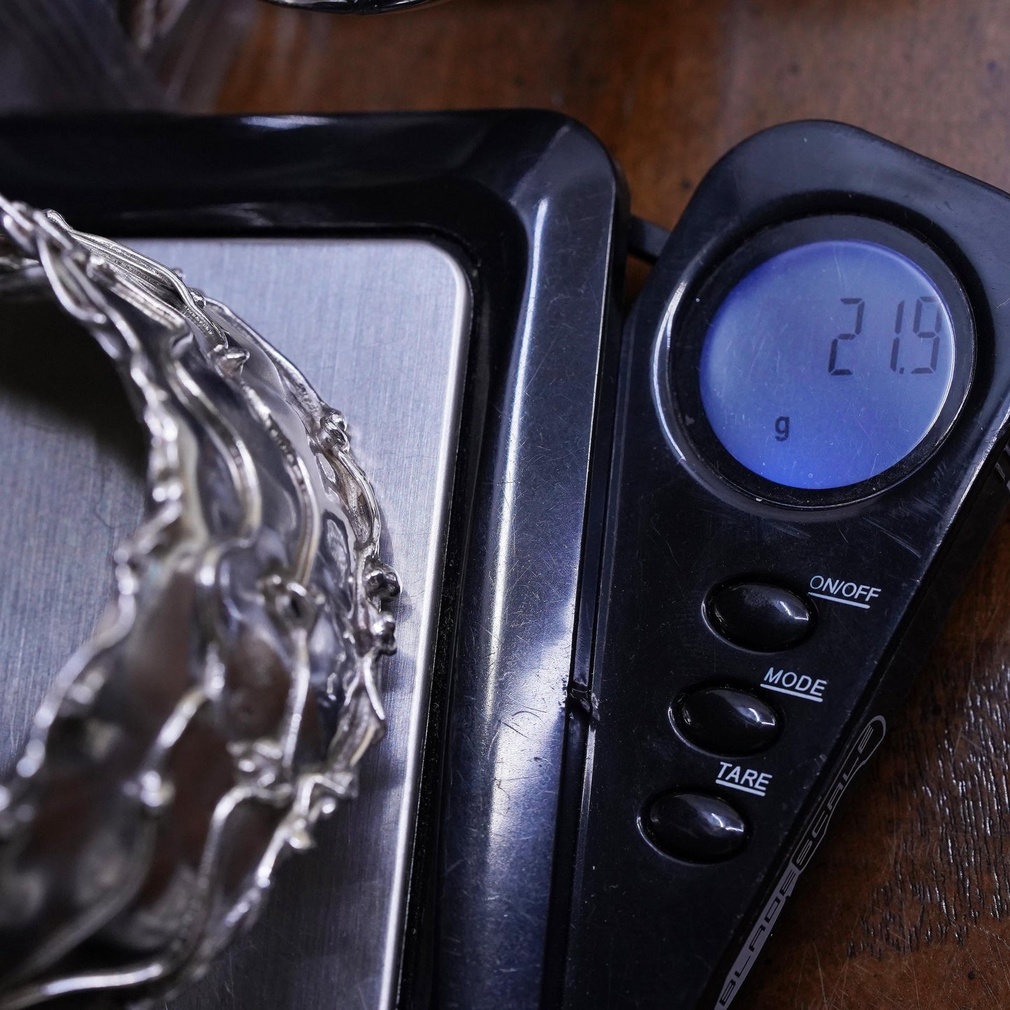 6.5", Vintage Sterling silver handmade bracelet, 925 wide cuff hammered texture