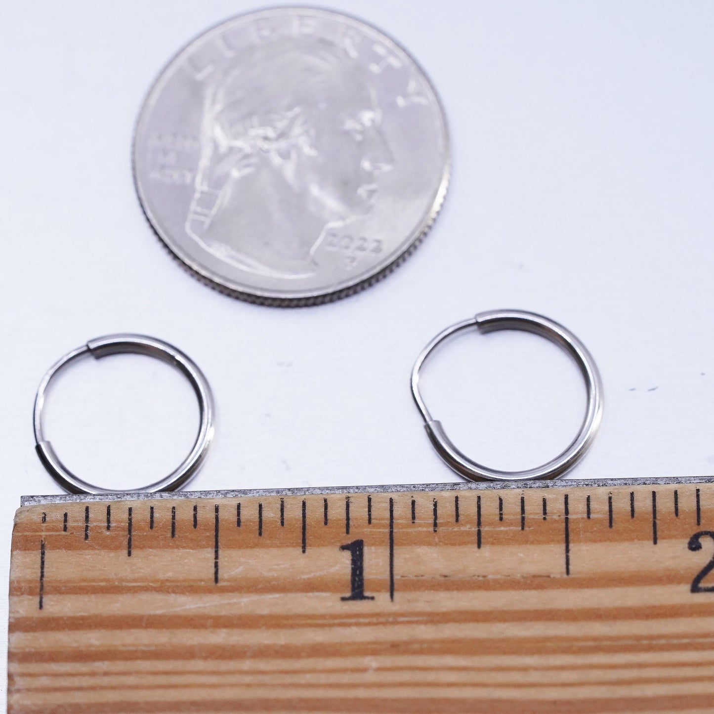 0.5”, vintage Sterling silver handmade earrings, 925 hoops
