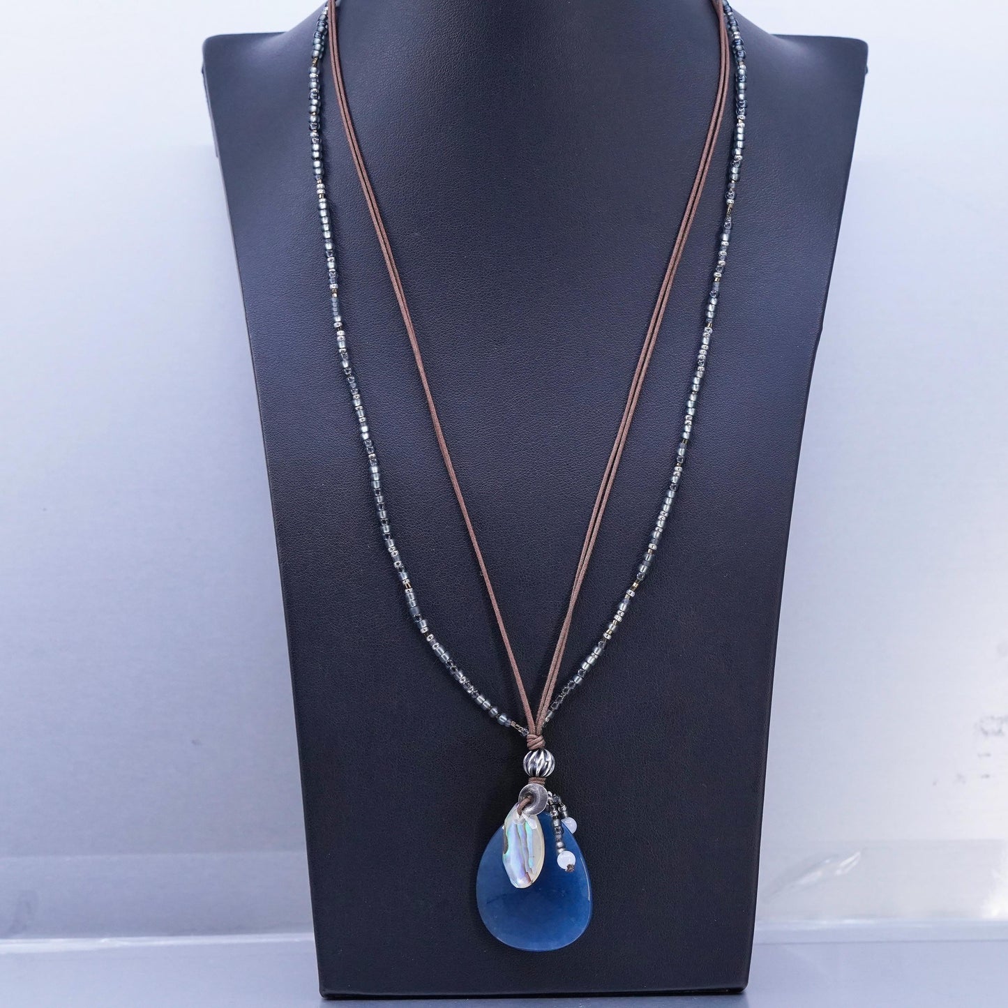 21", Silpada Necklace N2227 INDIGO Sterling Silver teardrop Blue Shell abalone