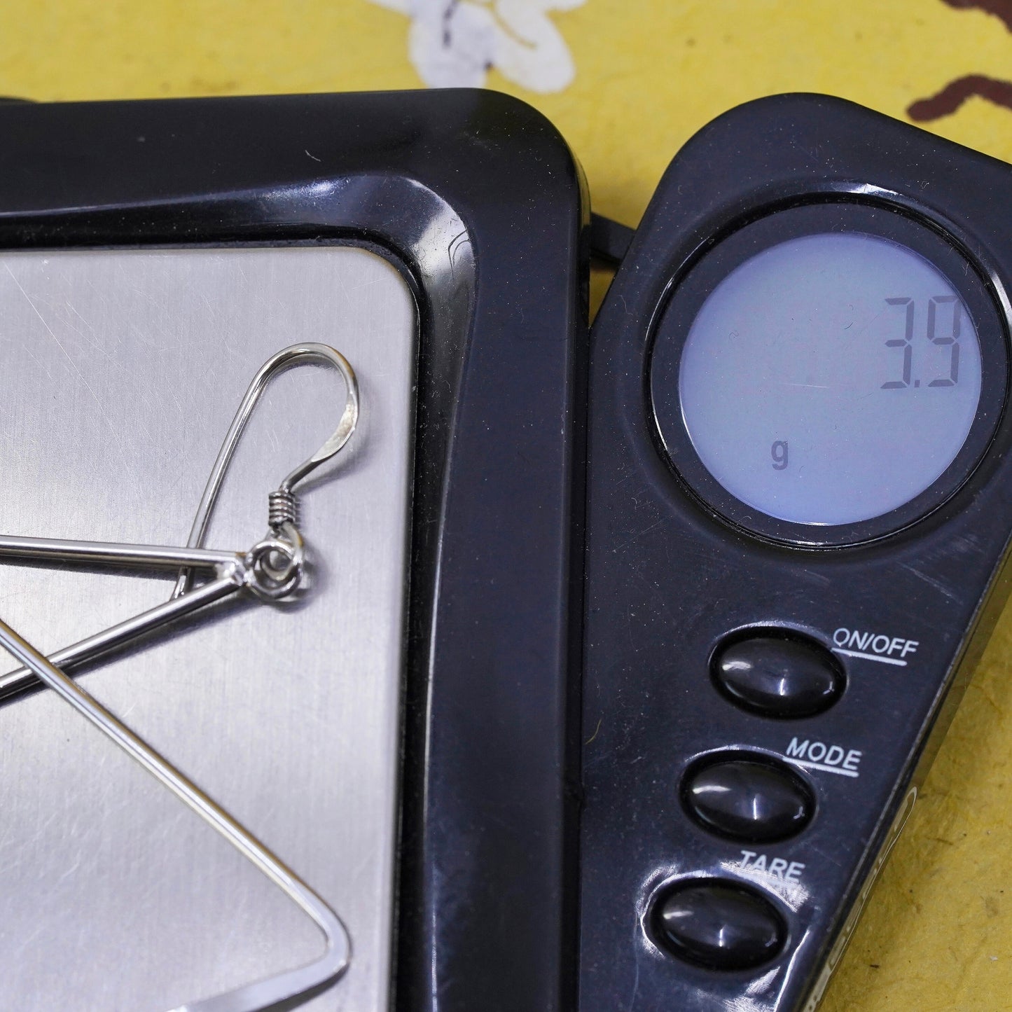 Vintage Sterling silver handmade earrings, 925 triangular dangle