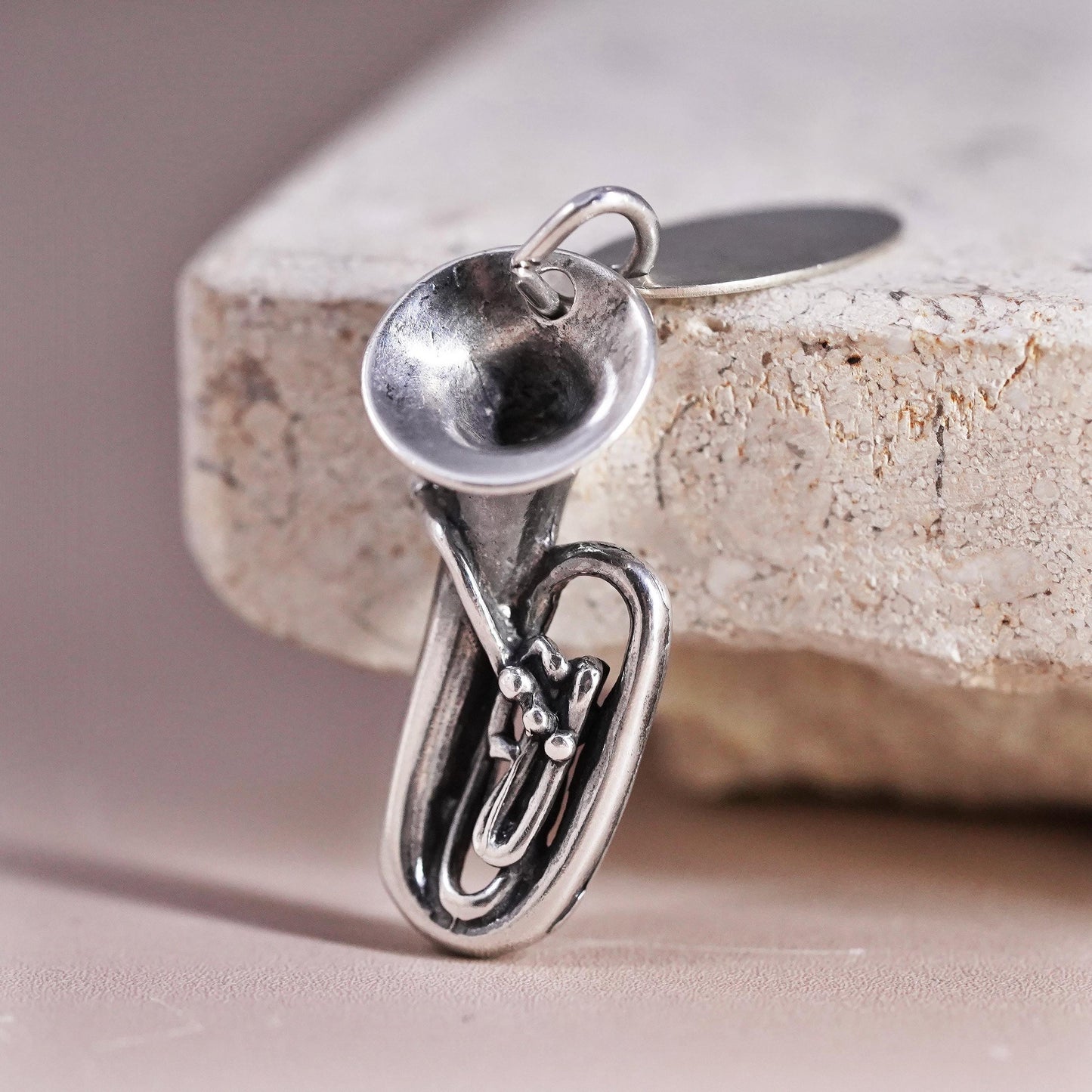 Vintage Sterling 925 silver handmade pendant, Oklahoma saxophone charm