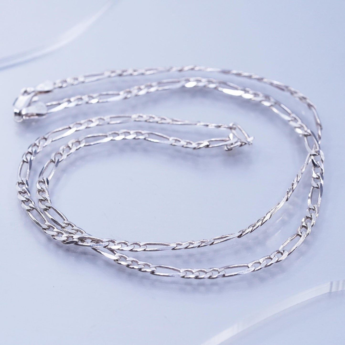 23” 4mm, vintage Mexican Sterling 925 silver figaro chain necklace