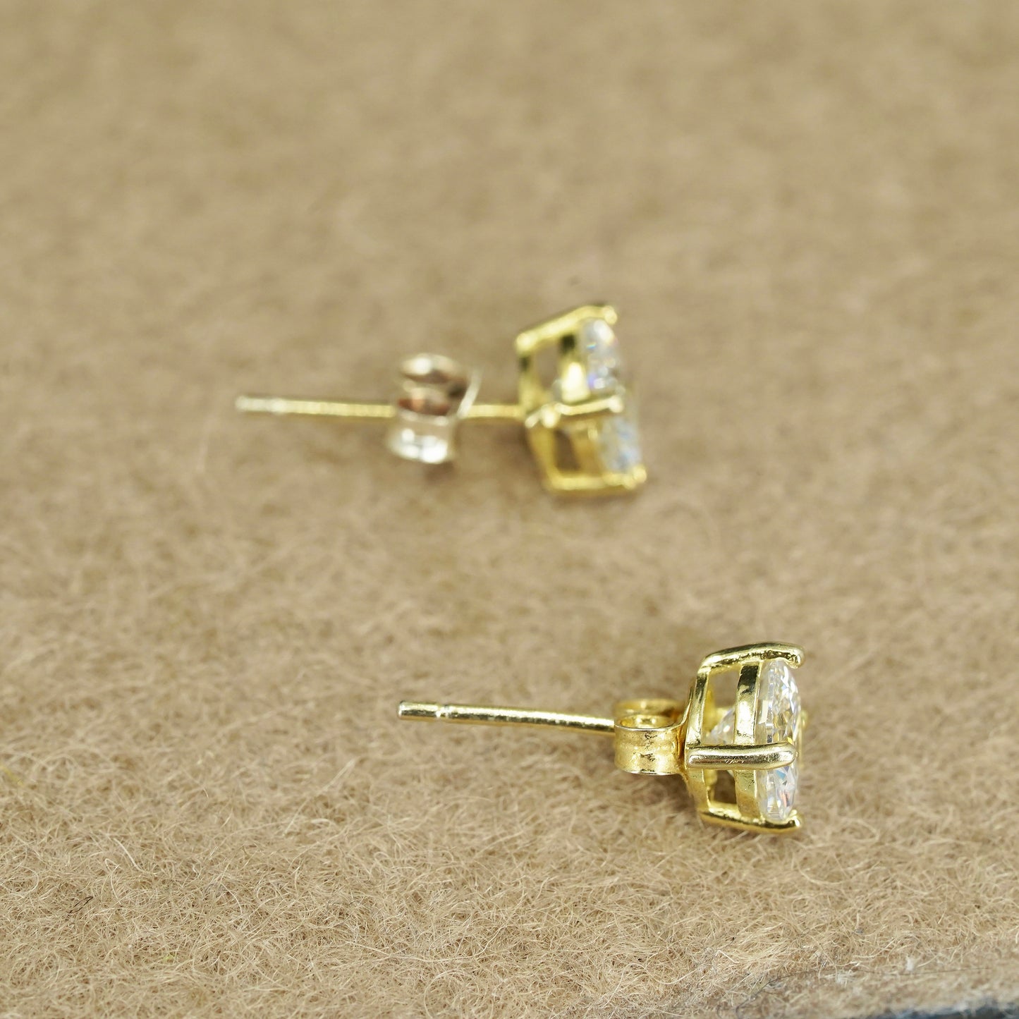 6mm Vintage rose gold Sterling 925 silver earrings, studs with round Cz