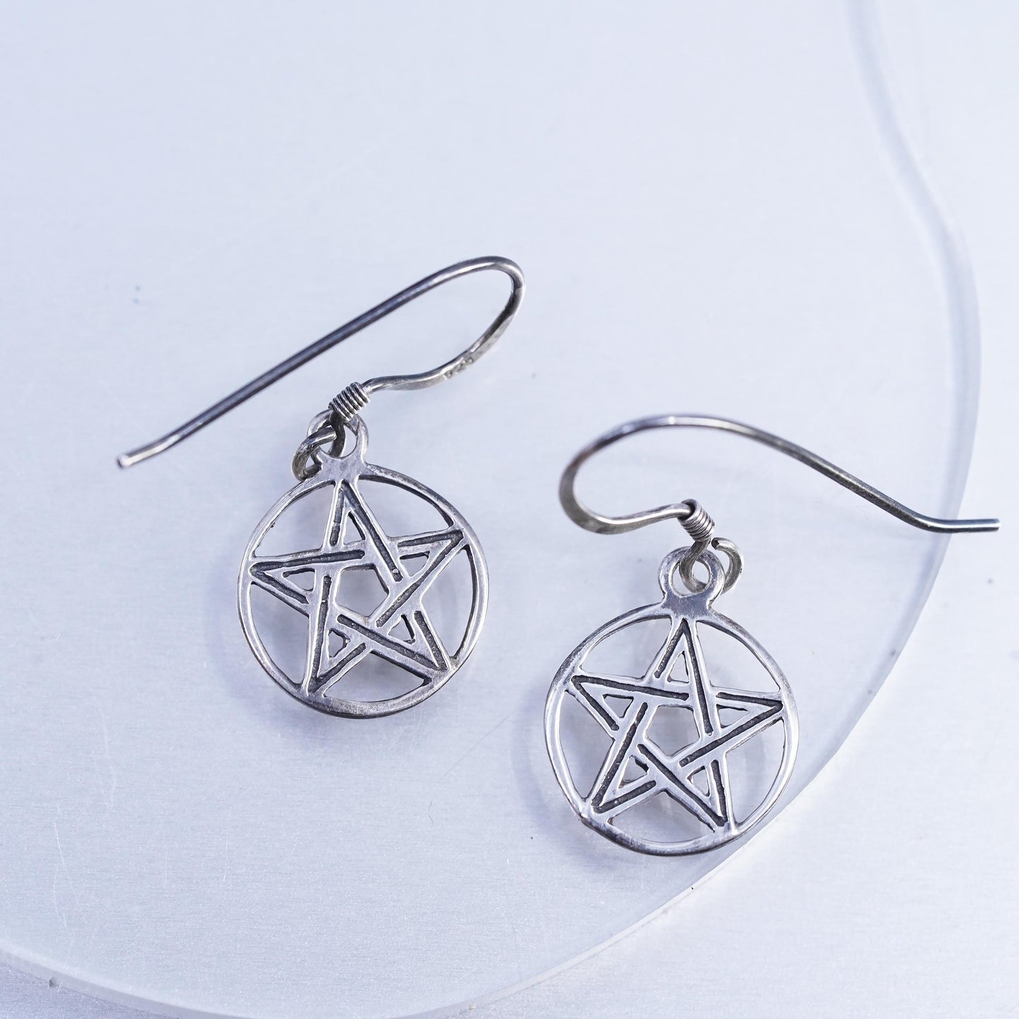Vintae 925 Sterling Silver handmade Star Earrings, Dangles
