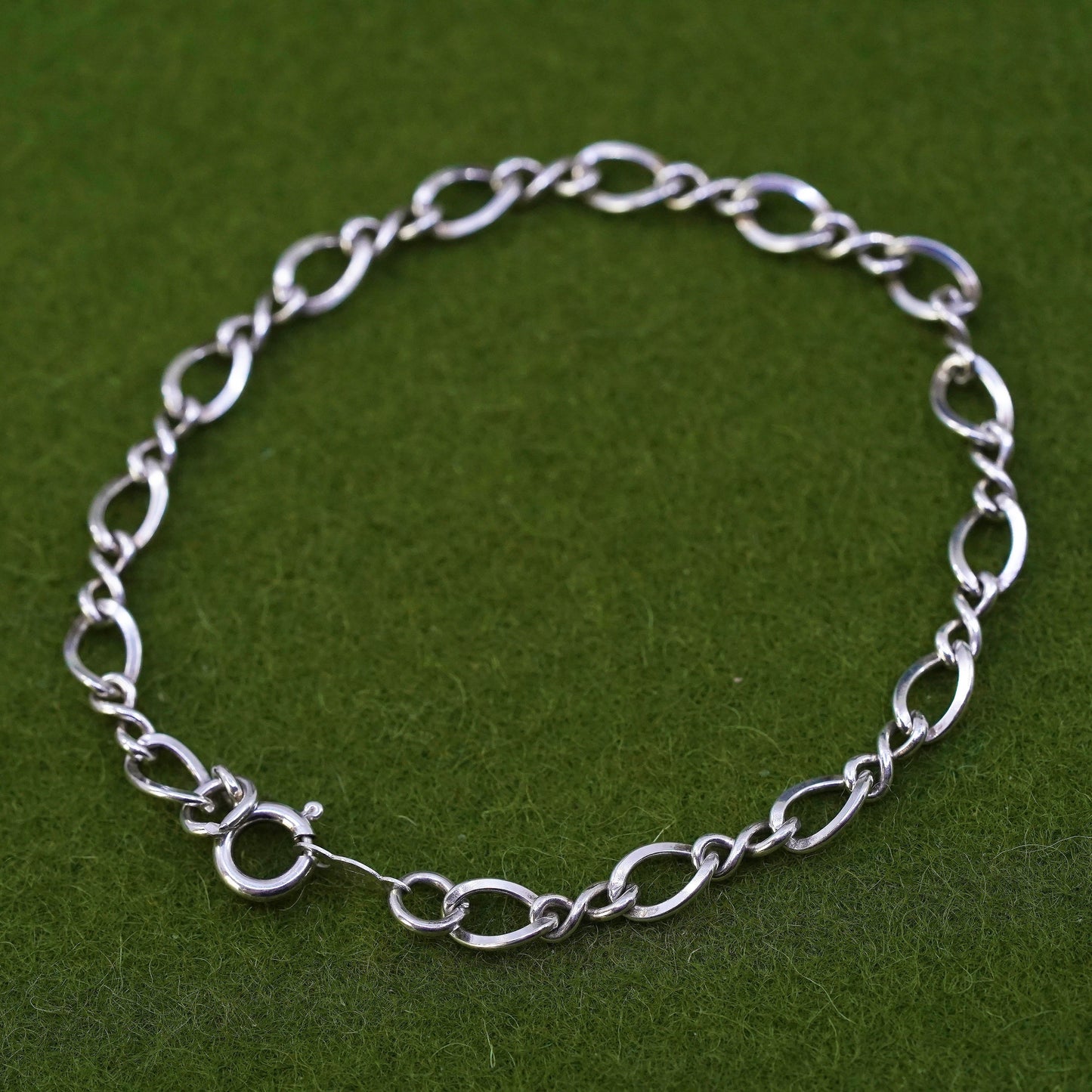 7.5" 5mm, Vintage Italy sterling silver 925 chain, men's figaro bracelet