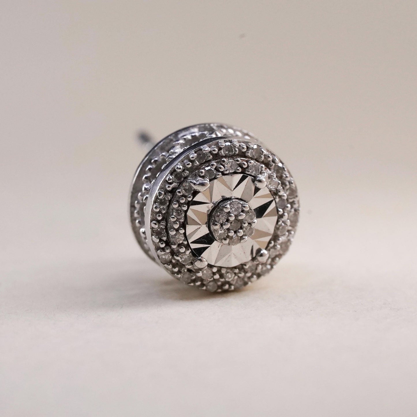 Vintage SK9 single earring. Sterling 925 silver stud with cluster diamonds