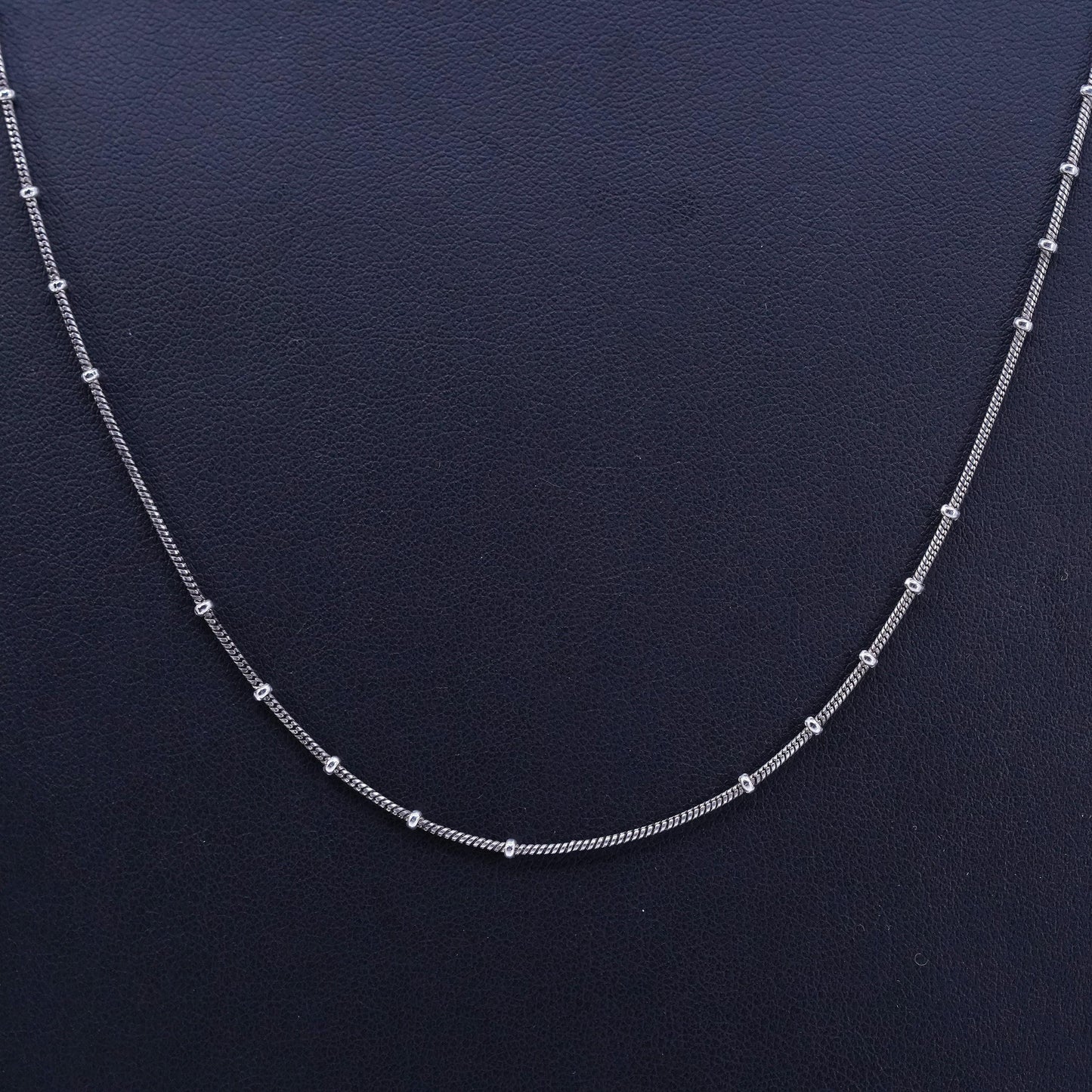 24” 1mm, vintage Italian Sterling 925 silver bead snake chain necklace