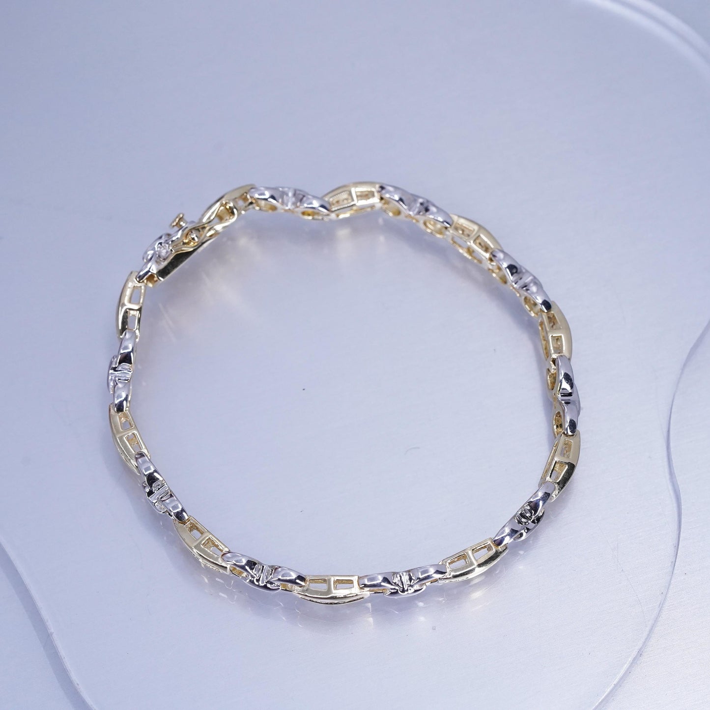 7.25”, Italy vermeil gold filled Sterling 925 silver tennis bracelet chain cz