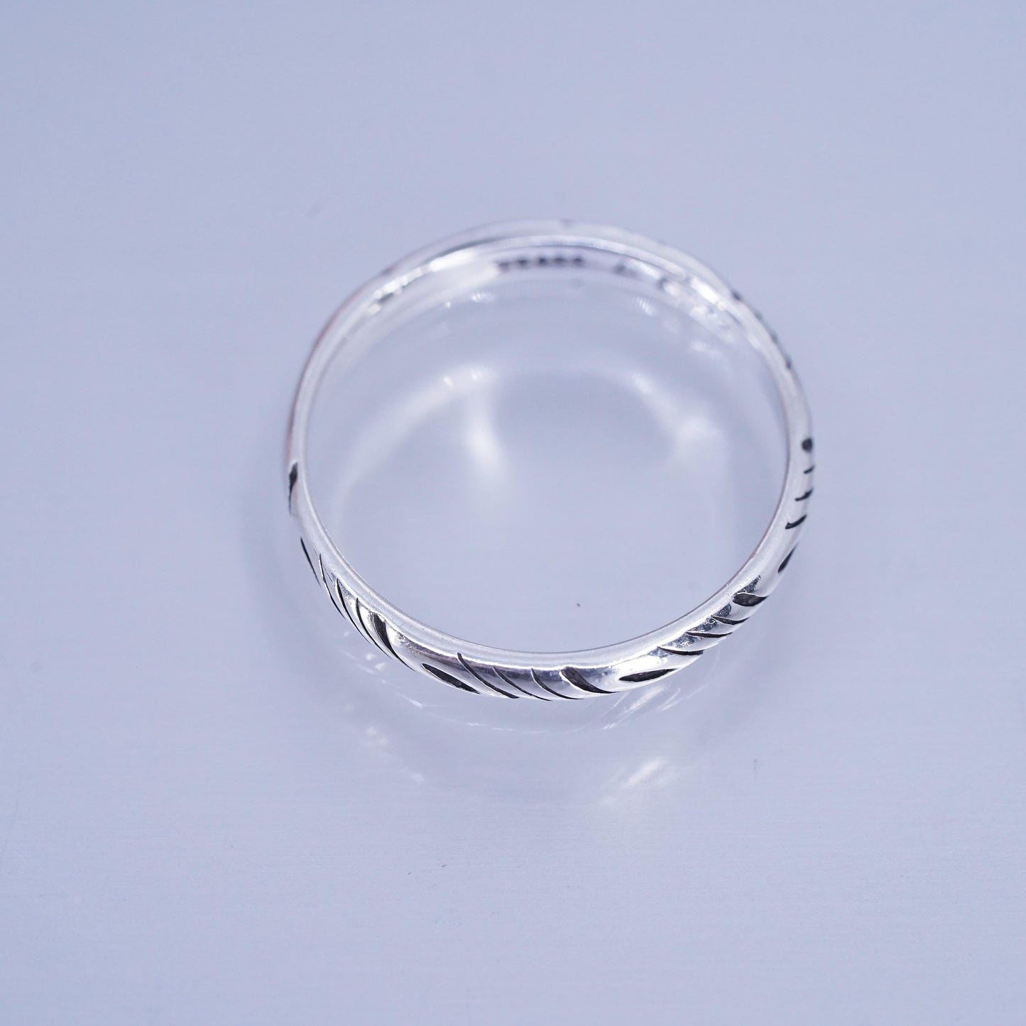 Size 8, southwestern Sterling 925 silver wedding ring, textured stackable band