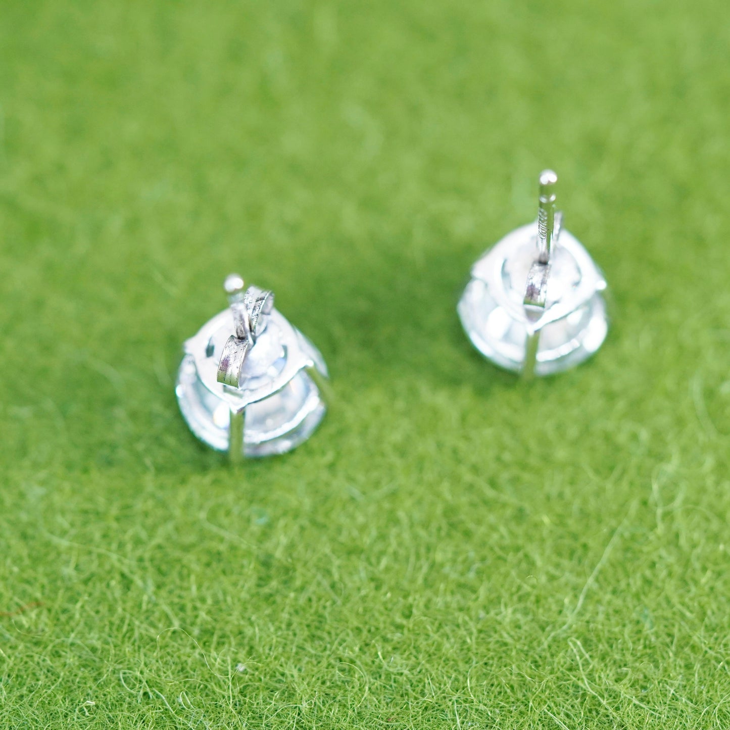 7mm, Vintage sterling silver genuine cz studs, fashion minimalist earrings