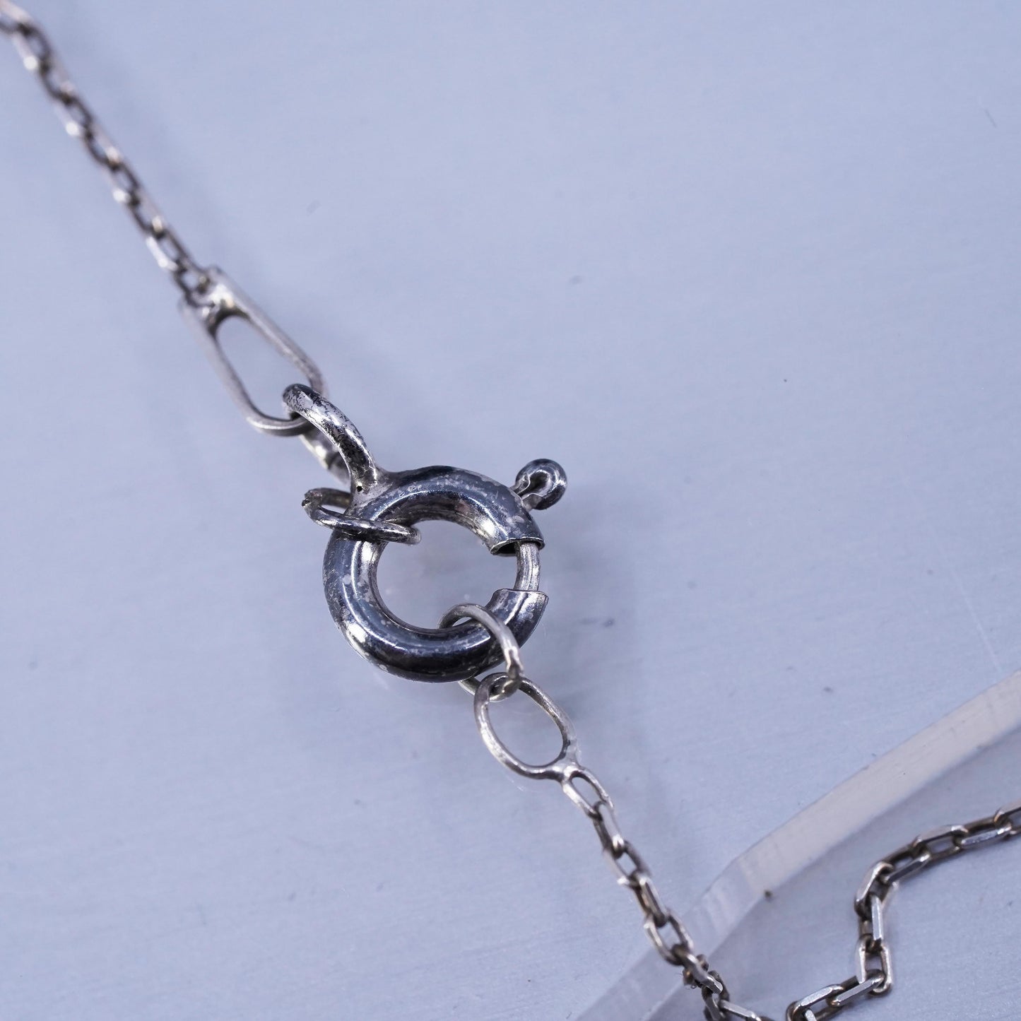 15”, vintage Sterling 925 silver handmade snake necklace with cross pendant